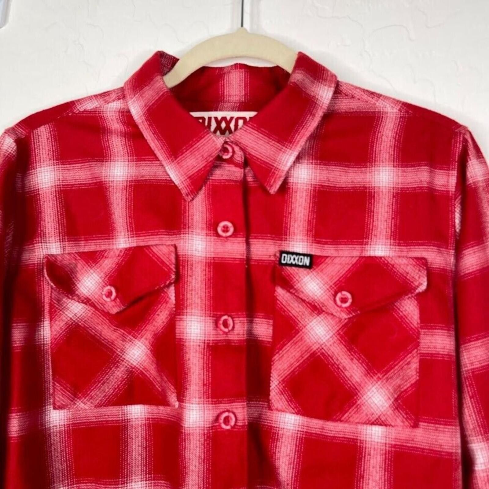 Dixxon DIXXON Red and White Plaid Button-Down Shirt Size M / US 6-8 / IT 42-44 - 2 Thumbnail