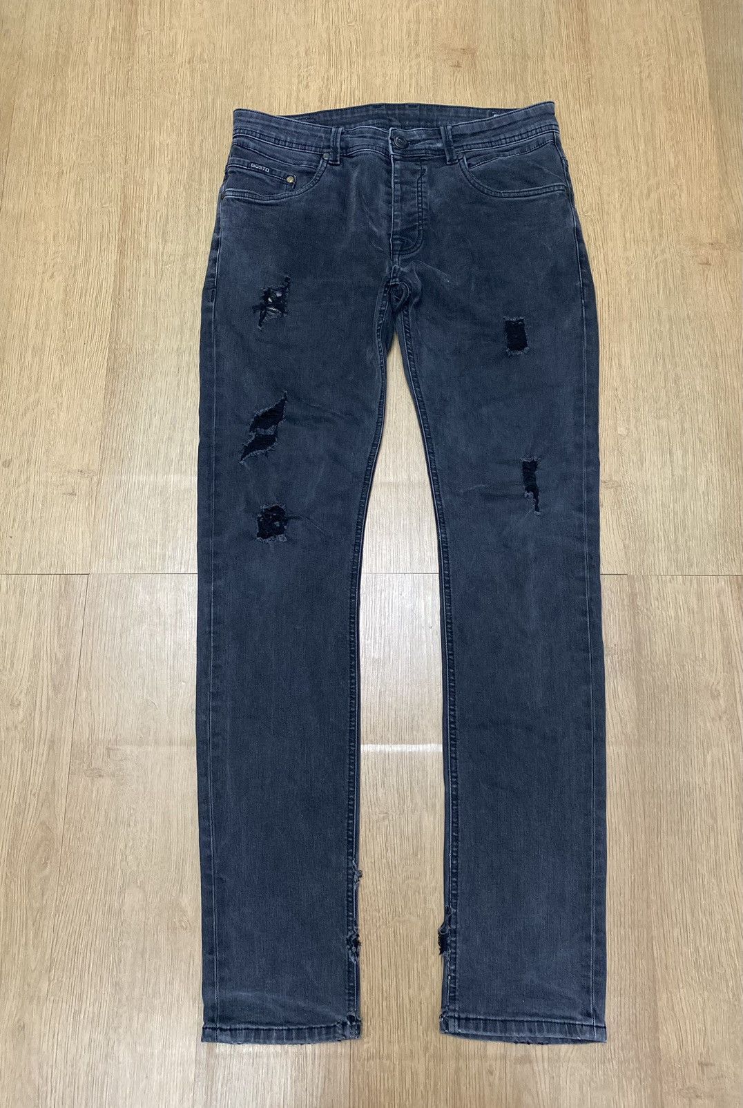 image of Best Offervintage Gosto Jeans Skinny Fit Distressed Denim in Black, Men's (Size 34)
