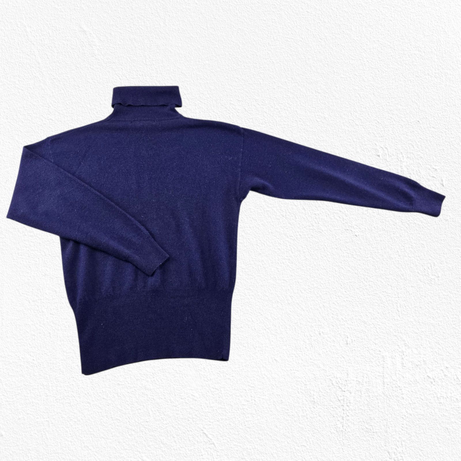 Vintage 80s Navy Blue Lambswool Angora Turtleneck Sweater Size M Size M / US 6-8 / IT 42-44 - 7 Thumbnail