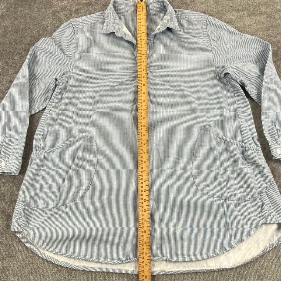 Vintage VINTAGE Lulu B Women’s Tunic Shirt Long Sleeve Striped Cotton Collared Pockets Casual Summer Size L / US 10 / IT 46 - 3 Thumbnail