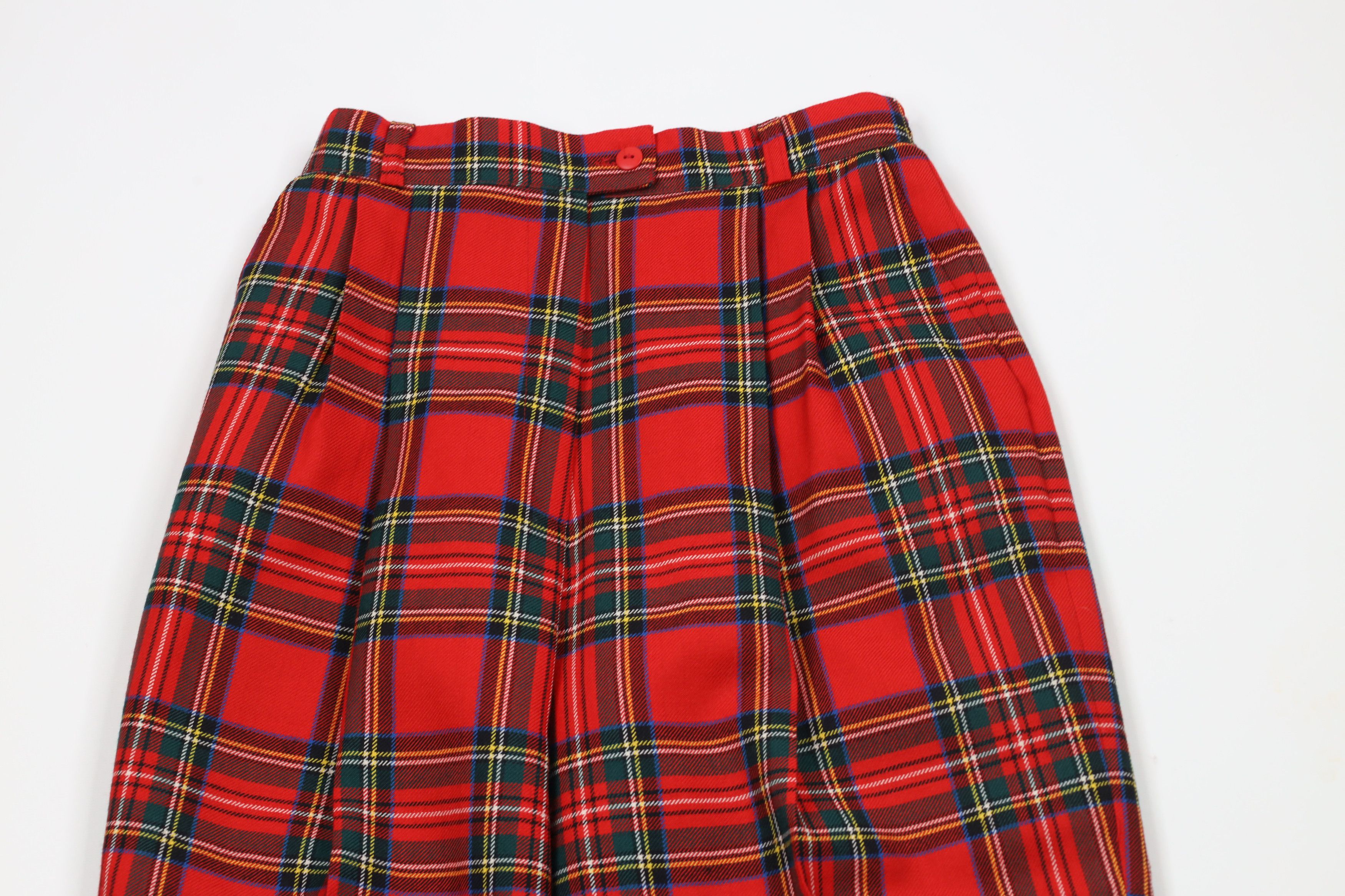 Vintage Vintage 90s Streetwear Pleated Wool Chino Pants Red Plaid Size 28" / US 6 / IT 42 - 2 Thumbnail