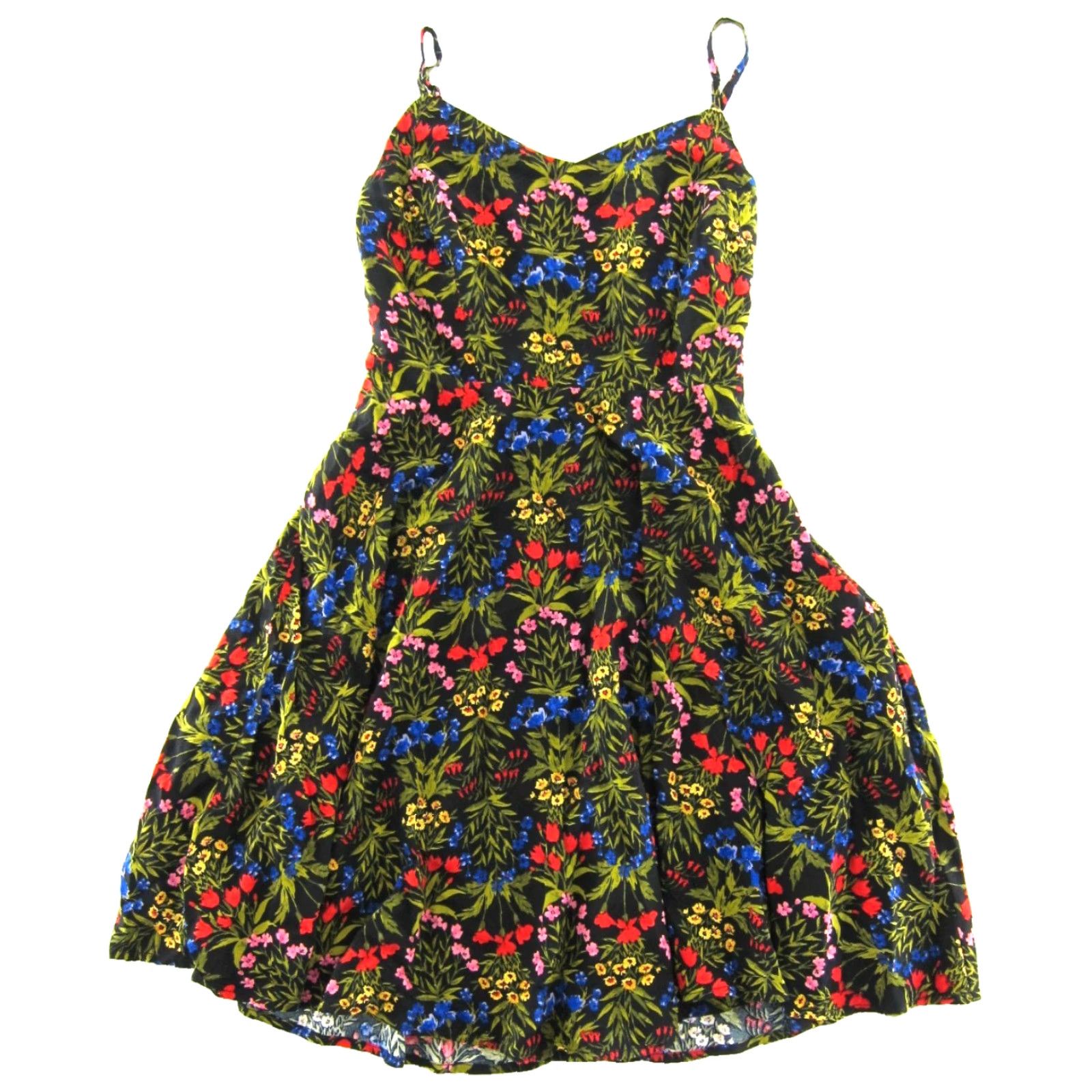 Old Navy Old Navy Tank Dress XS Black Floral Rayon Sun Dress Size XS / US 0-2 / IT 36-38 - 2 Thumbnail