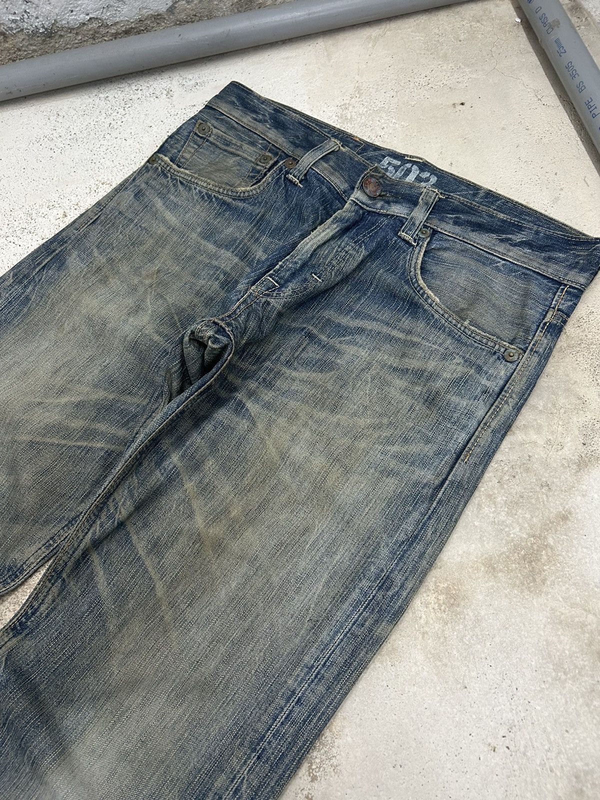 Edwin Vintage Edwin 503 Blue Trip Mud Washed Distressed Size US 33 - 6 Thumbnail