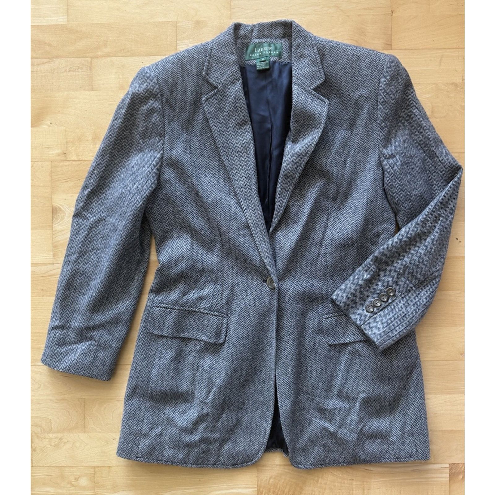 Lauren Ralph Lauren Ralph Lauren Silk Wool Linen Herringbone Blazer Jacket 10 Size L / US 10 / IT 46 - 1 Thumbnail