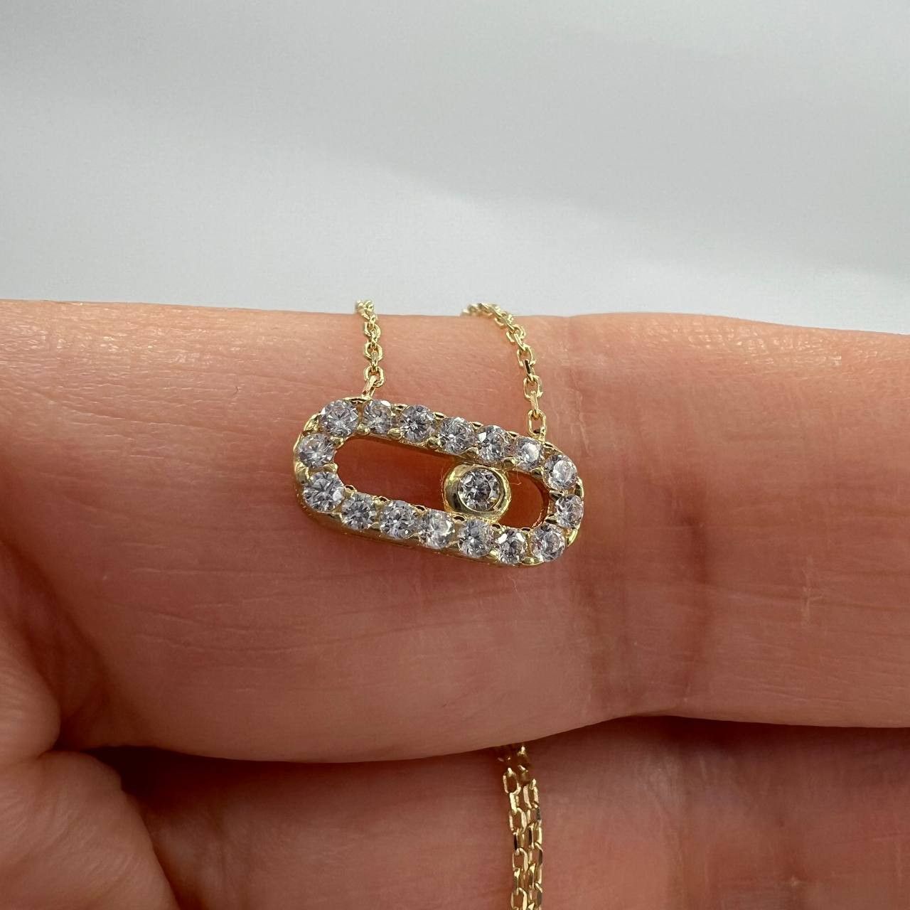 Other New 14K Gold Oval Pendant Necklace with Center Stone 1.5g Size ONE SIZE - 6 Thumbnail