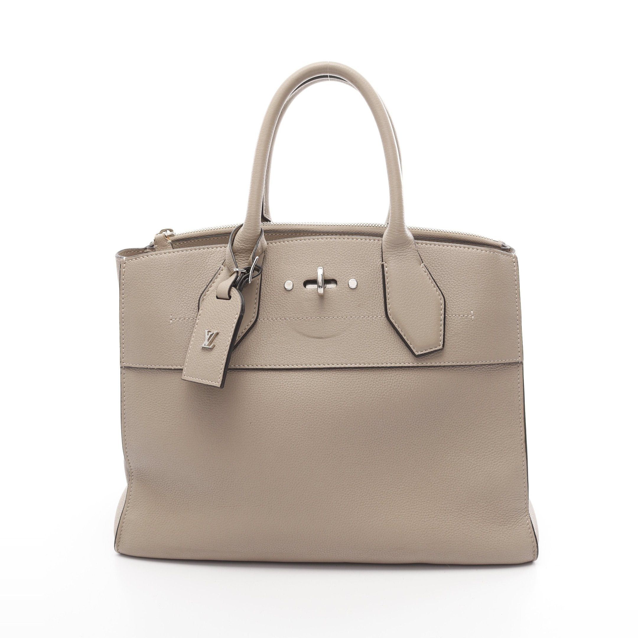 Louis Vuitton Louis Vuitton City Steamer Mm Carré Handbag Taurillon Leather Gray Beige Size ONE SIZE - 1 Thumbnail