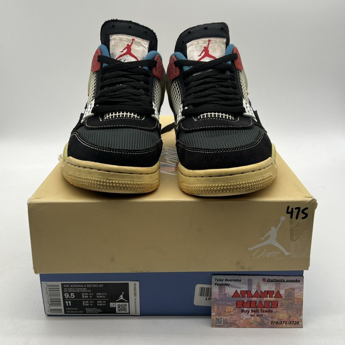 Jordan Brand Union la x air Jordan 4 off noir Size US 9.5 / EU 42-43 - 2 Thumbnail