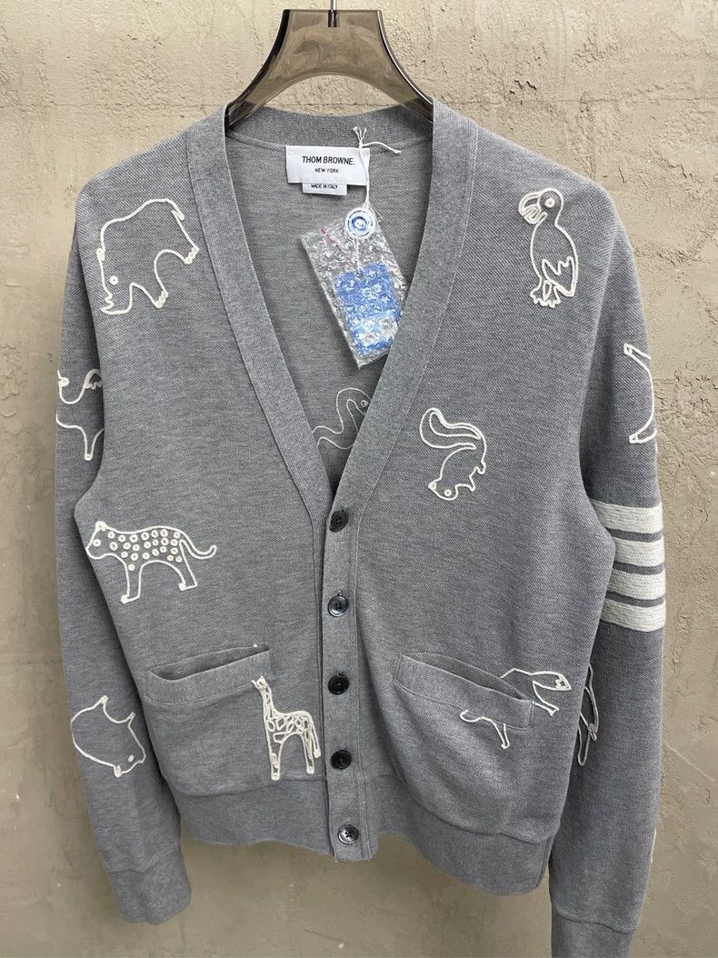 Thom Browne Thom browne Size 0 Gray zoo four-striped cardigan jacket 2 Size XS / US 0-2 / IT 36-38 - 3 Thumbnail