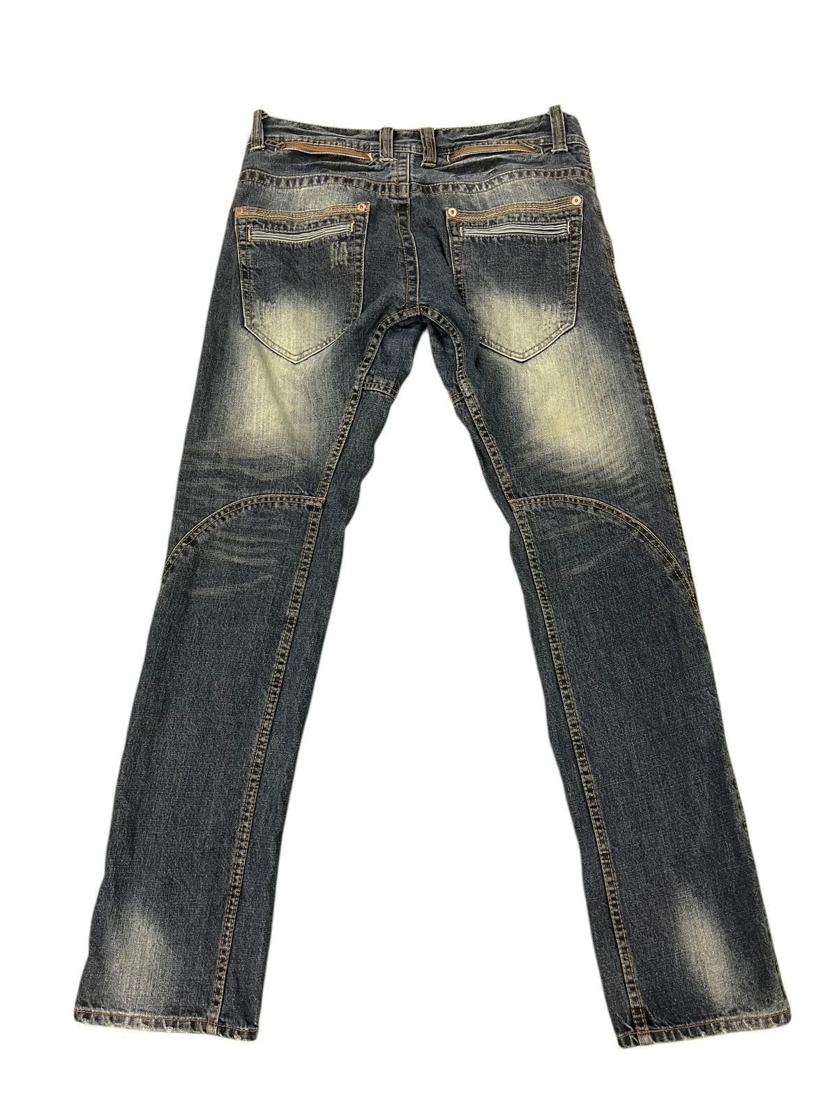 Japanese Brand Slim Jeans Made in Heaven Faded Distress 7🟦 Size US 33 - 8 Thumbnail