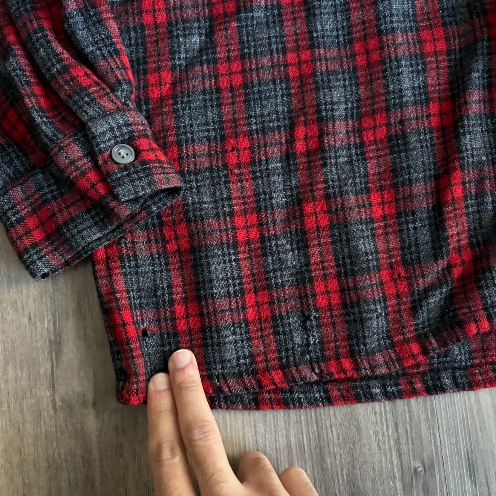 Vintage Vintage 1950s Loop Collar Flannel Wool Shirt Men's Size L Size US L / EU 52-54 / 3 - 6 Thumbnail