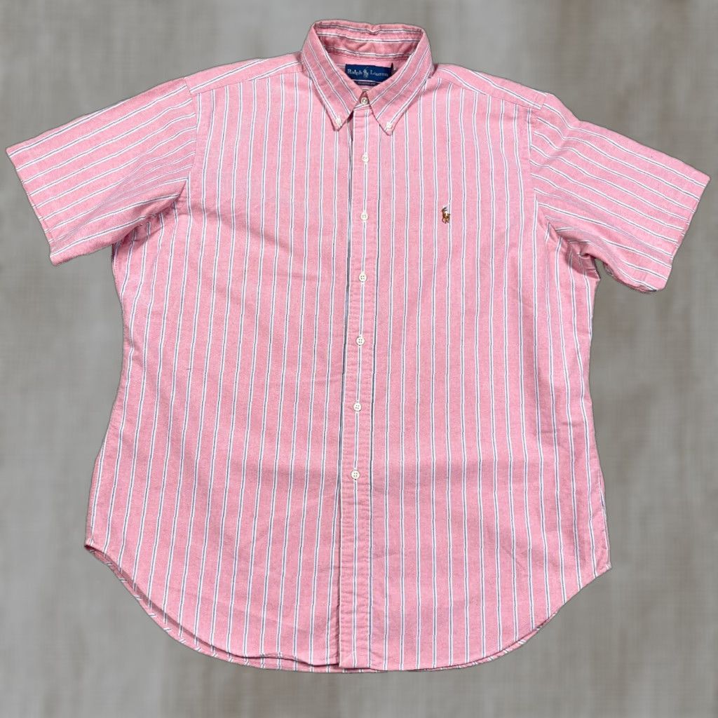Ralph Lauren Ralph Lauren Oxford Shirt Men XL Pink Blue Striped Button Up OCBD Shirt Size US XL / EU 56 / 4 - 1 Thumbnail