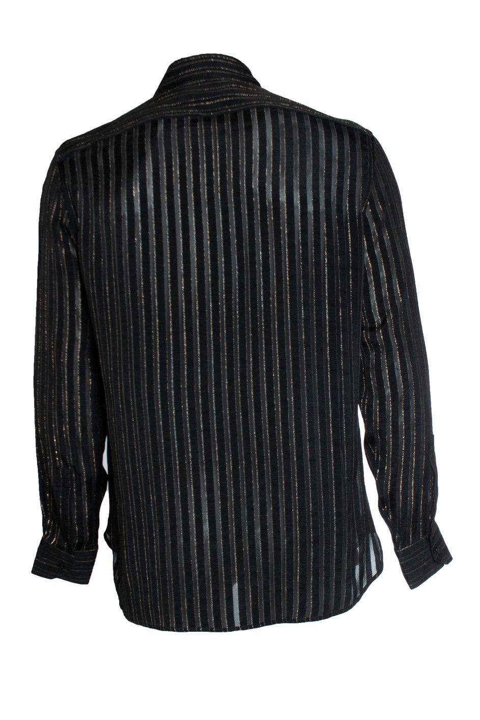 Saint Laurent Paris Saint Laurent, black gold sheer striped lurex shirt Size US M / EU 48-50 / 2 - 3 Thumbnail