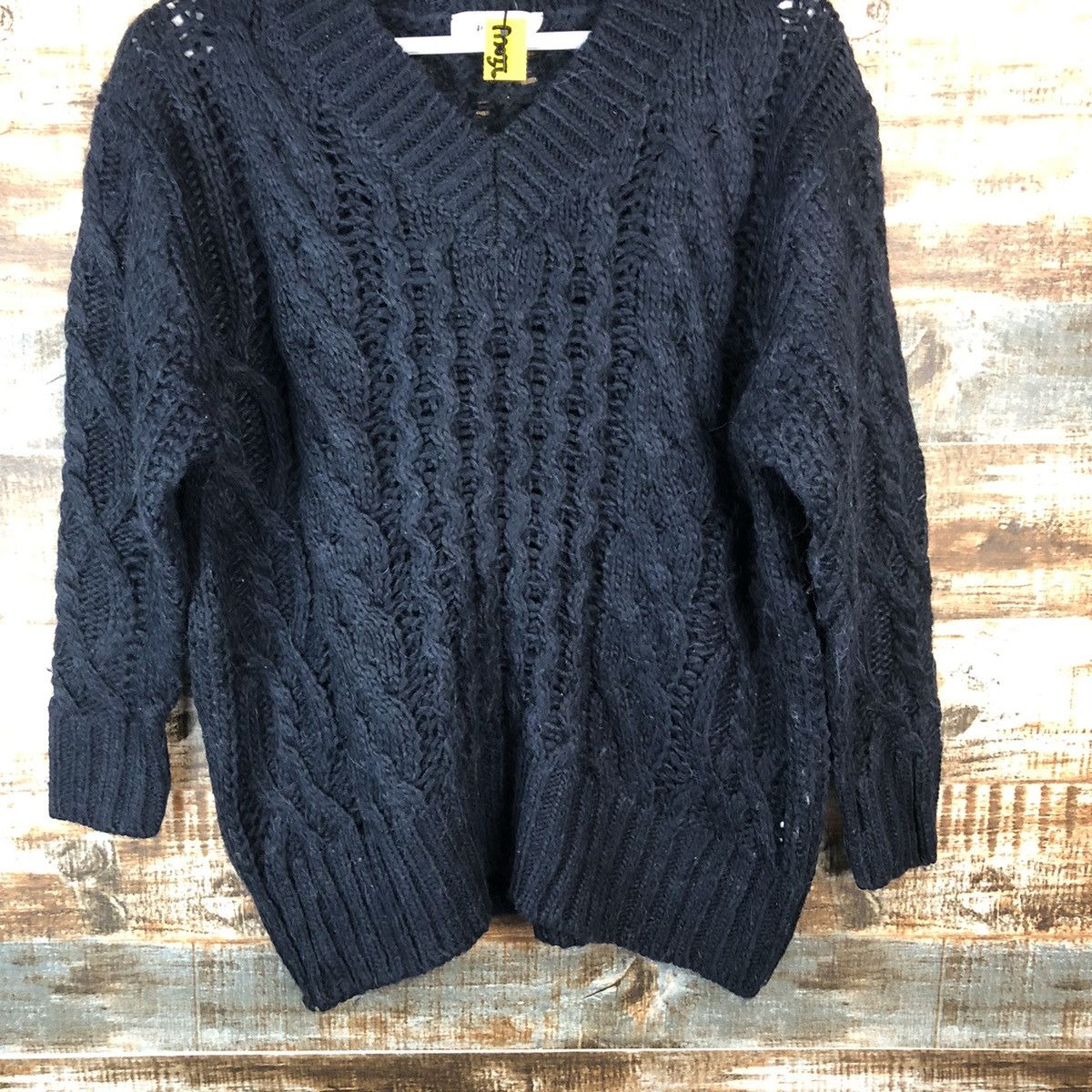 Homespun Knitwear × Japanese Brand Mila Owen Dark Blue cable Knitwear #A2055 Size L / US 10 / IT 46 - 3 Thumbnail