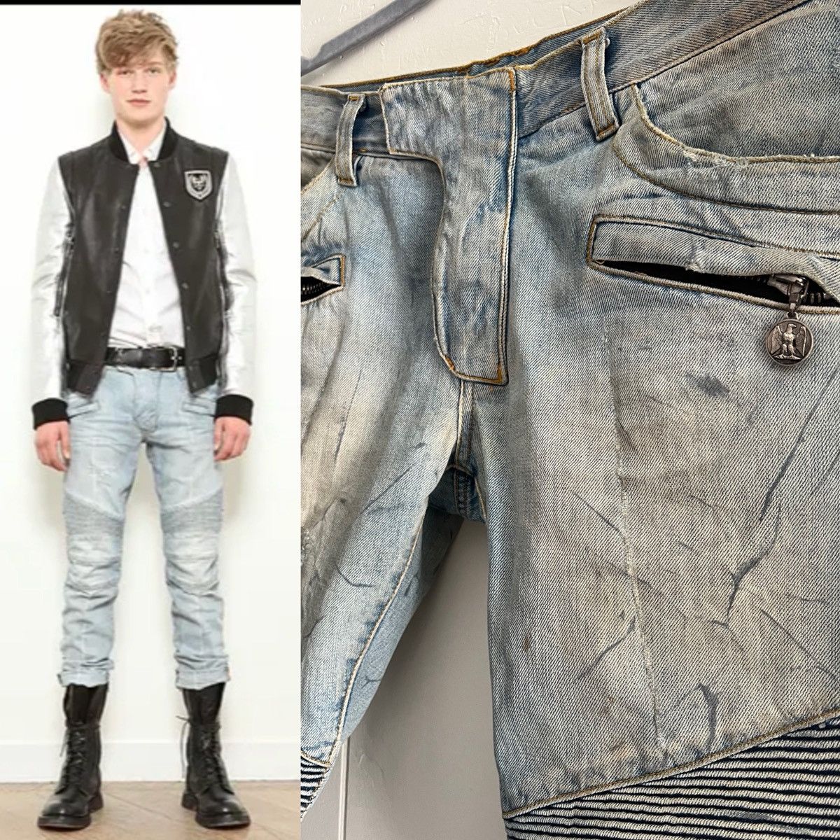Balmain NWT, BALMAIN SS15 MENS BLUE DENIM BIKER JEANS | Grailed