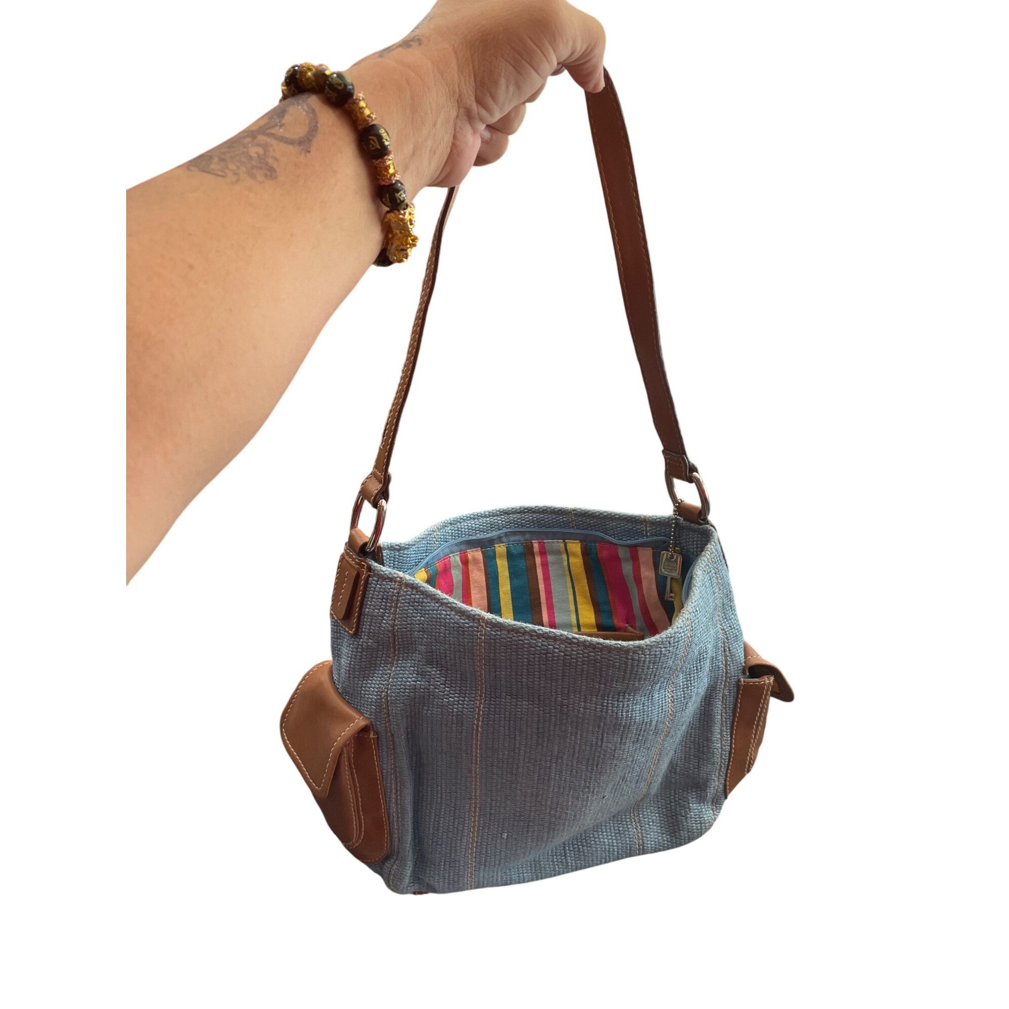 Fossil Fossil Classic Womens blue woven fabric leather Shoulder han Size ONE SIZE - 19 Thumbnail