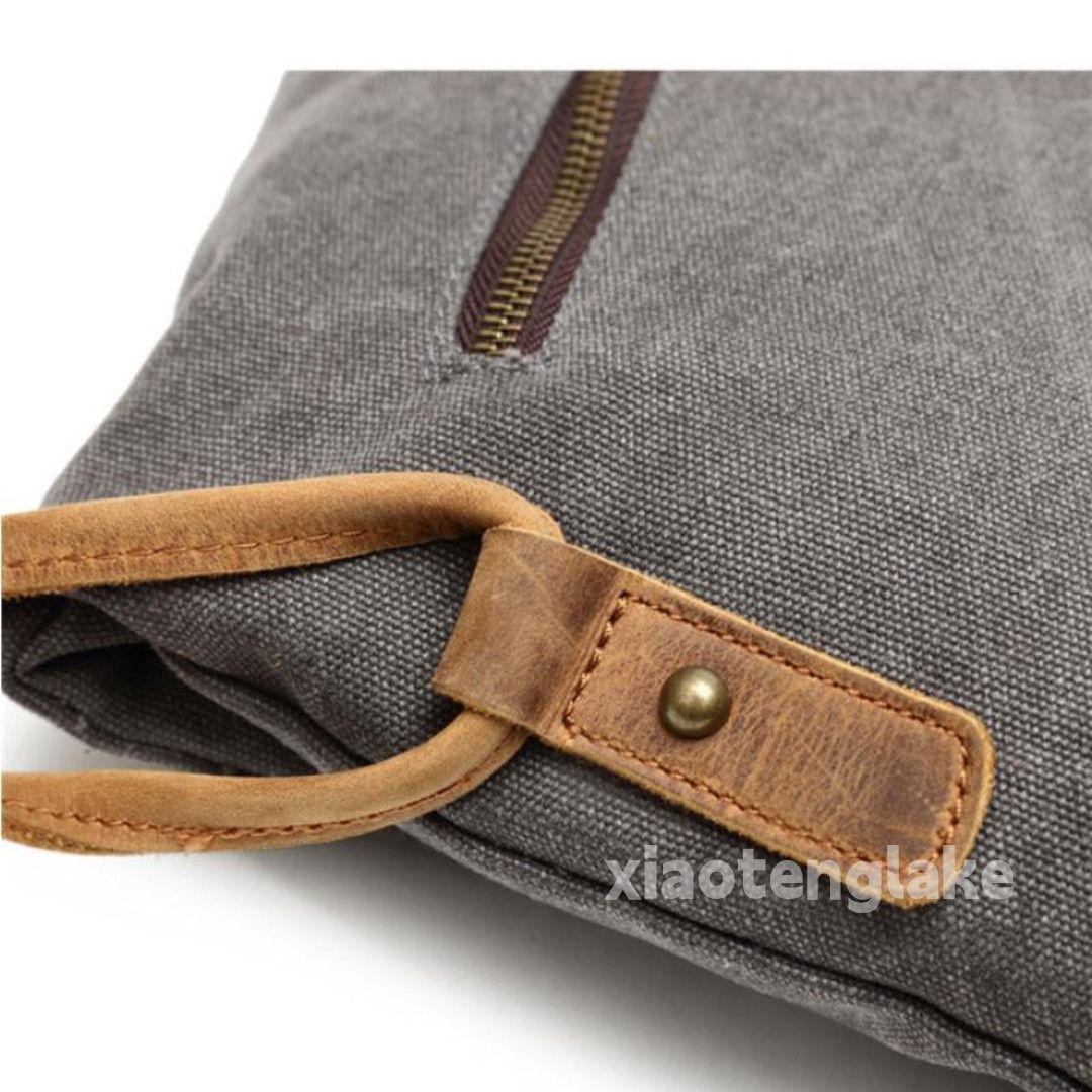 Designer × Leather washed faded cleanfit yuppie canvas outdoor bag Size ONE SIZE - 10 Thumbnail