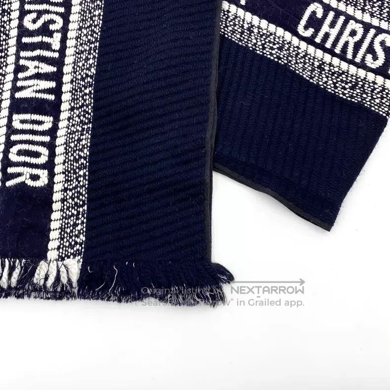 Dior Dior Color-blocking logo jacquard old flower wool tassel s Size ONE SIZE - 5 Thumbnail