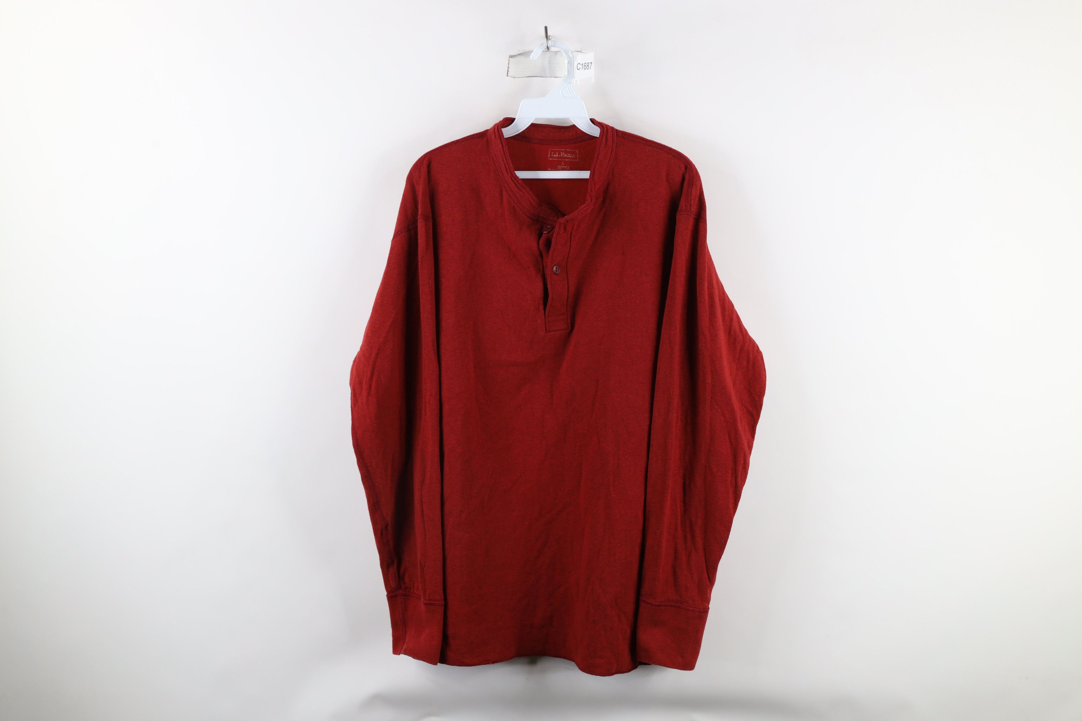 L.L. Bean × Vintage Vintage 90s LL Bean Blend Rivers Driver Henley T-Shirt Red Size US L / EU 52-54 / 3 - 1 Thumbnail