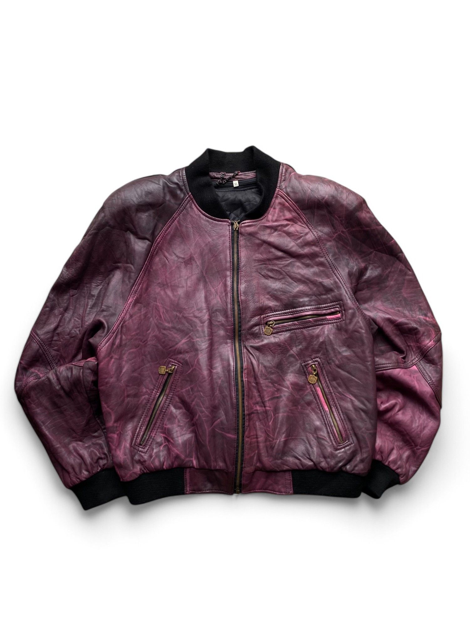 Vintage Elazar Leather Bomber Jacket Opium SWAG Faded