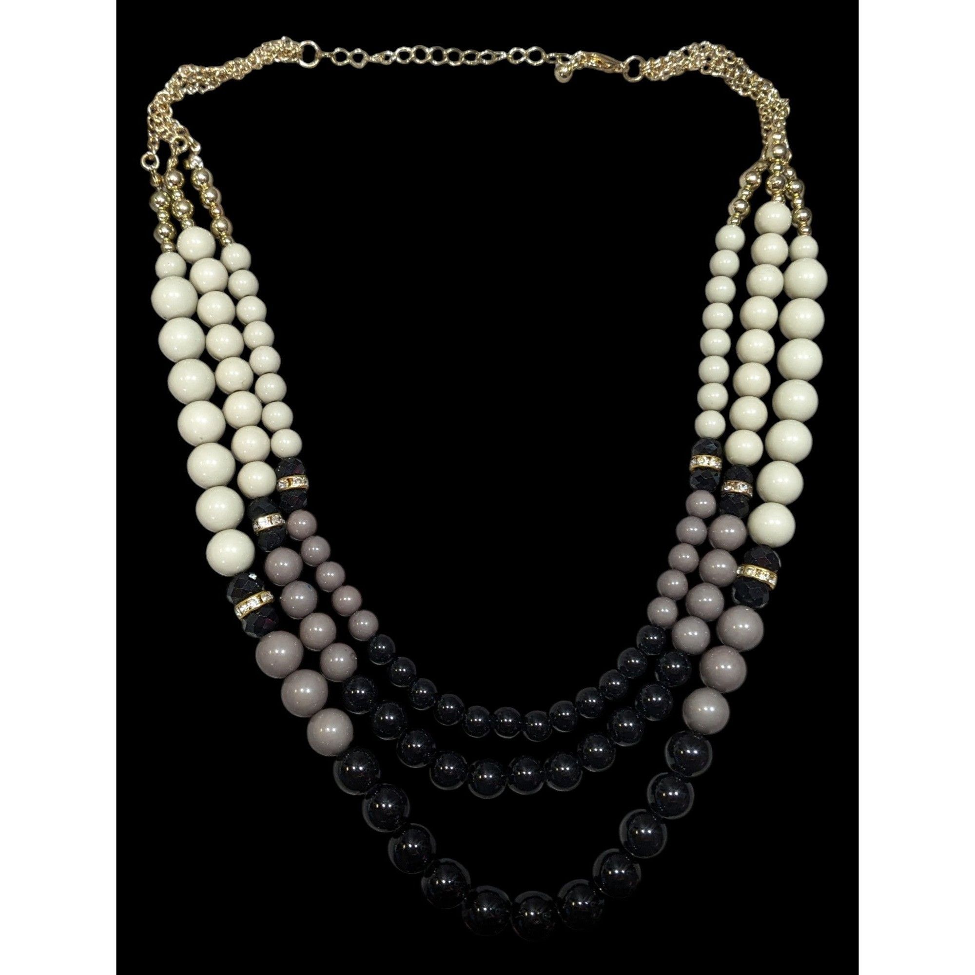 Other Elegant Layered Black And Grey Beaded Necklace With Rhinesto Size ONE SIZE - 1 Thumbnail