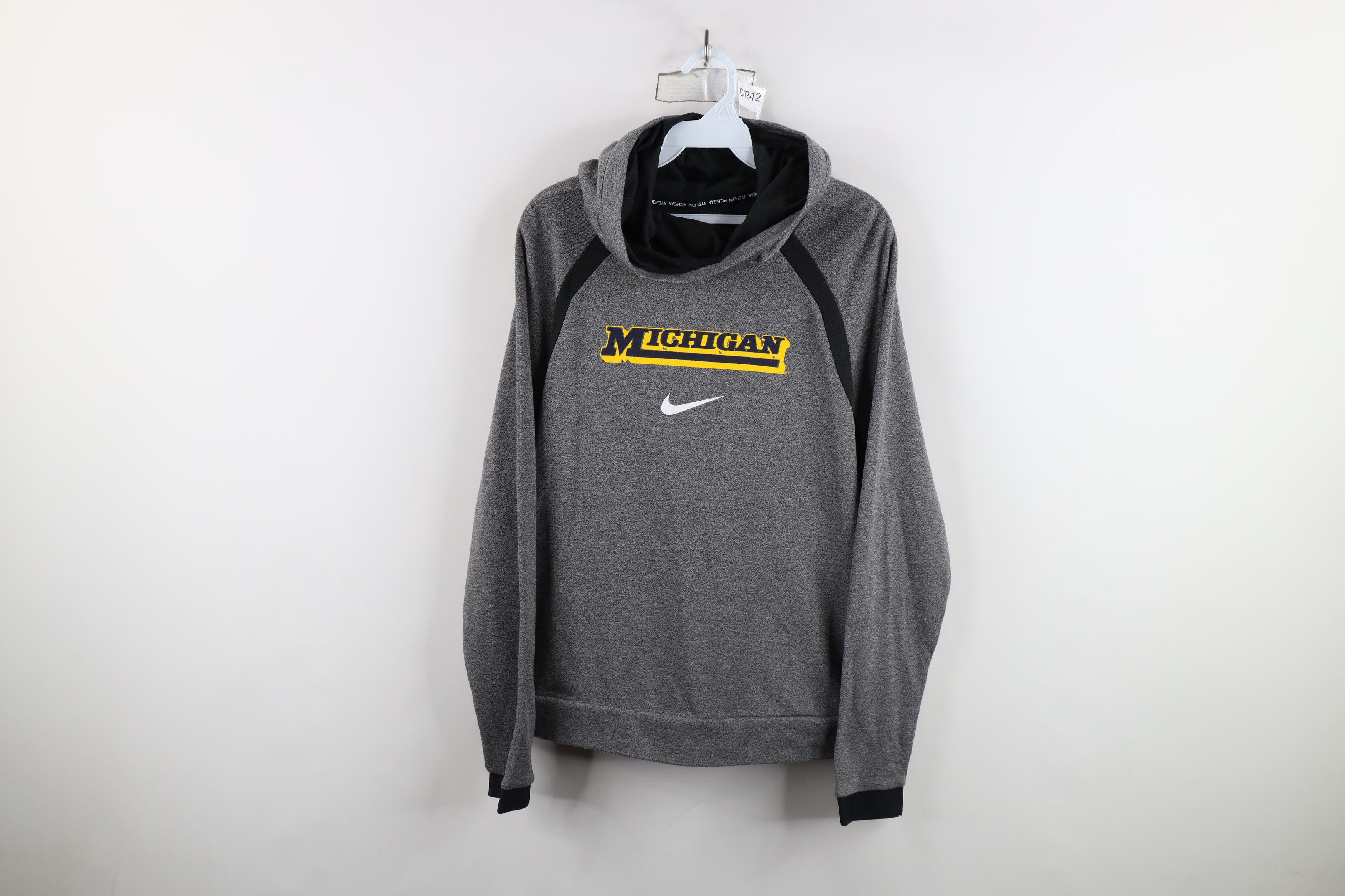Nike × Vintage Nike Mini Swoosh University of Michigan Funnel Neck Hoodie Size M / US 6-8 / IT 42-44 - 1 Thumbnail