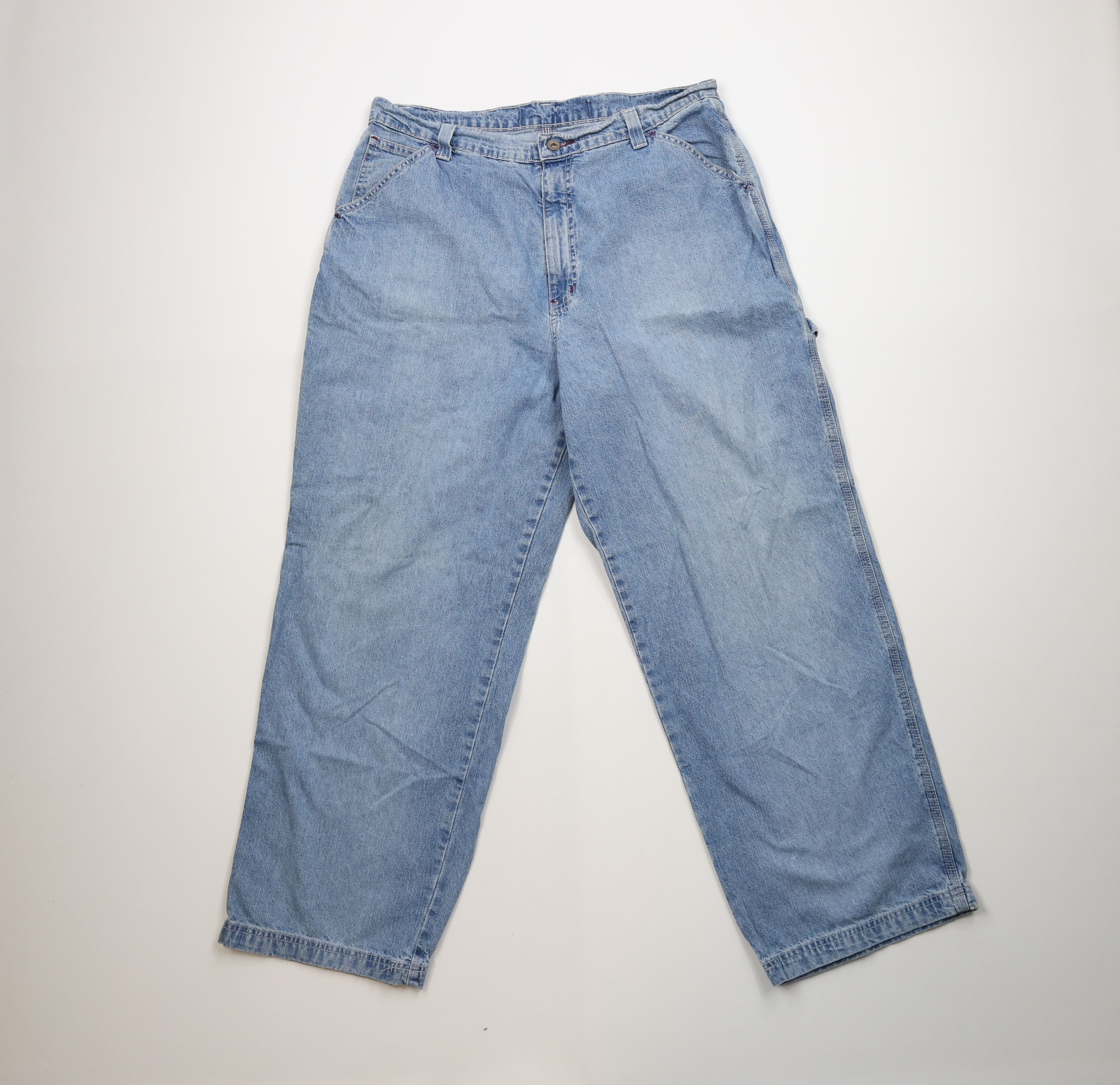 Vintage Vintage 90s Y2K Streetwear Wide Leg Dungaree Denim Jeans Size US 36 / EU 52 - 1 Thumbnail