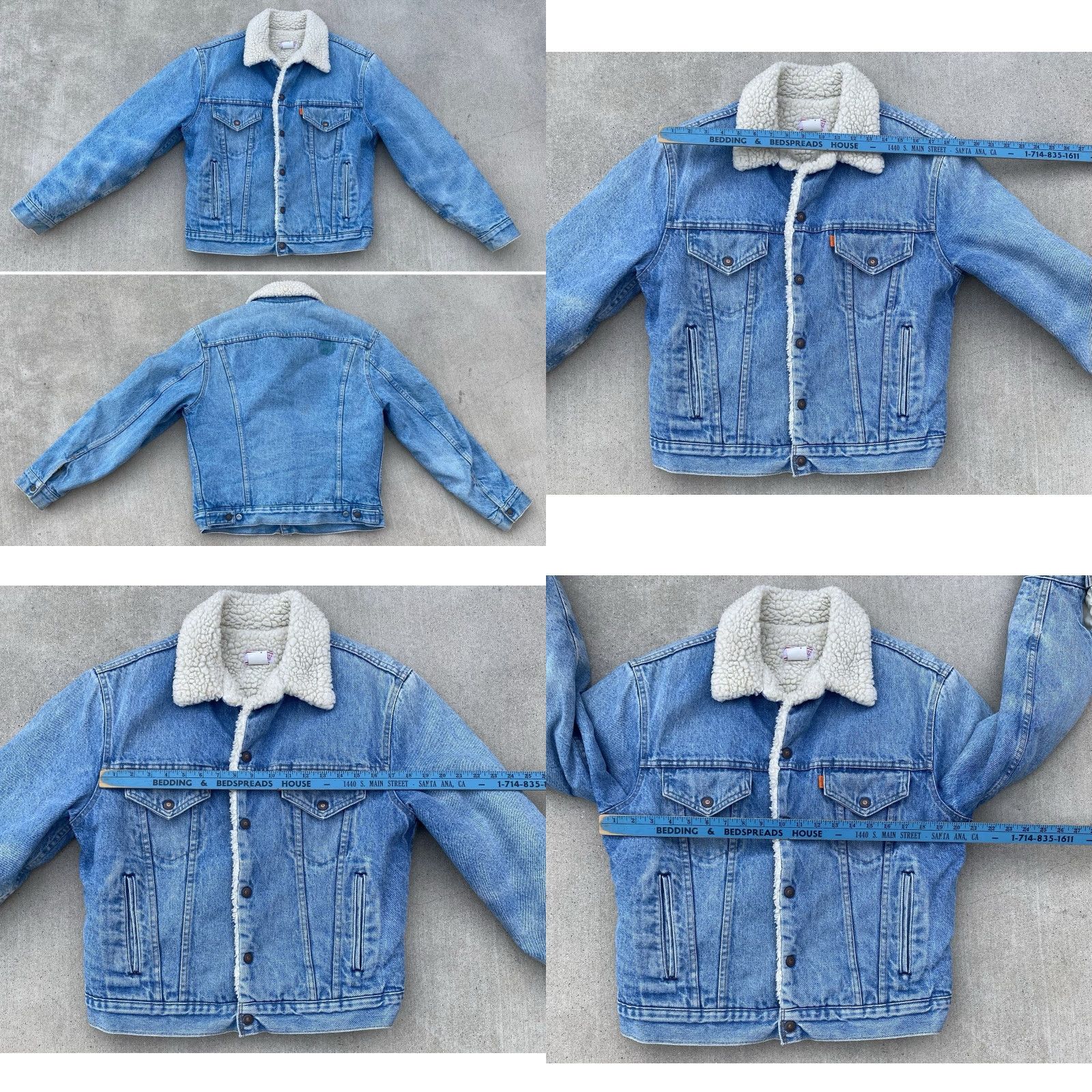 Levi's VINTAGE Levi’s Trucker Denim Jacket Orange Tab Made in USA 42 Sherpa Lined Western Quilted Nylon Sleeves Mens Size US XS / EU 42 / 0 - 10 Thumbnail