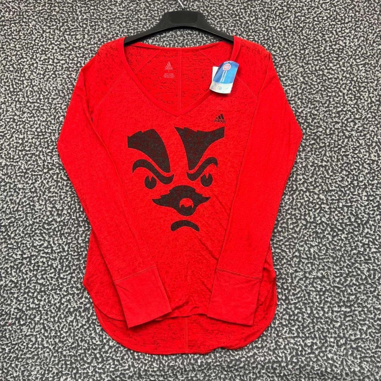 Adidas Wisconsin Badgers Shirt Women Adidas Long Sleeve V-Neck M Size S / US 4 / IT 40 - 1 Thumbnail