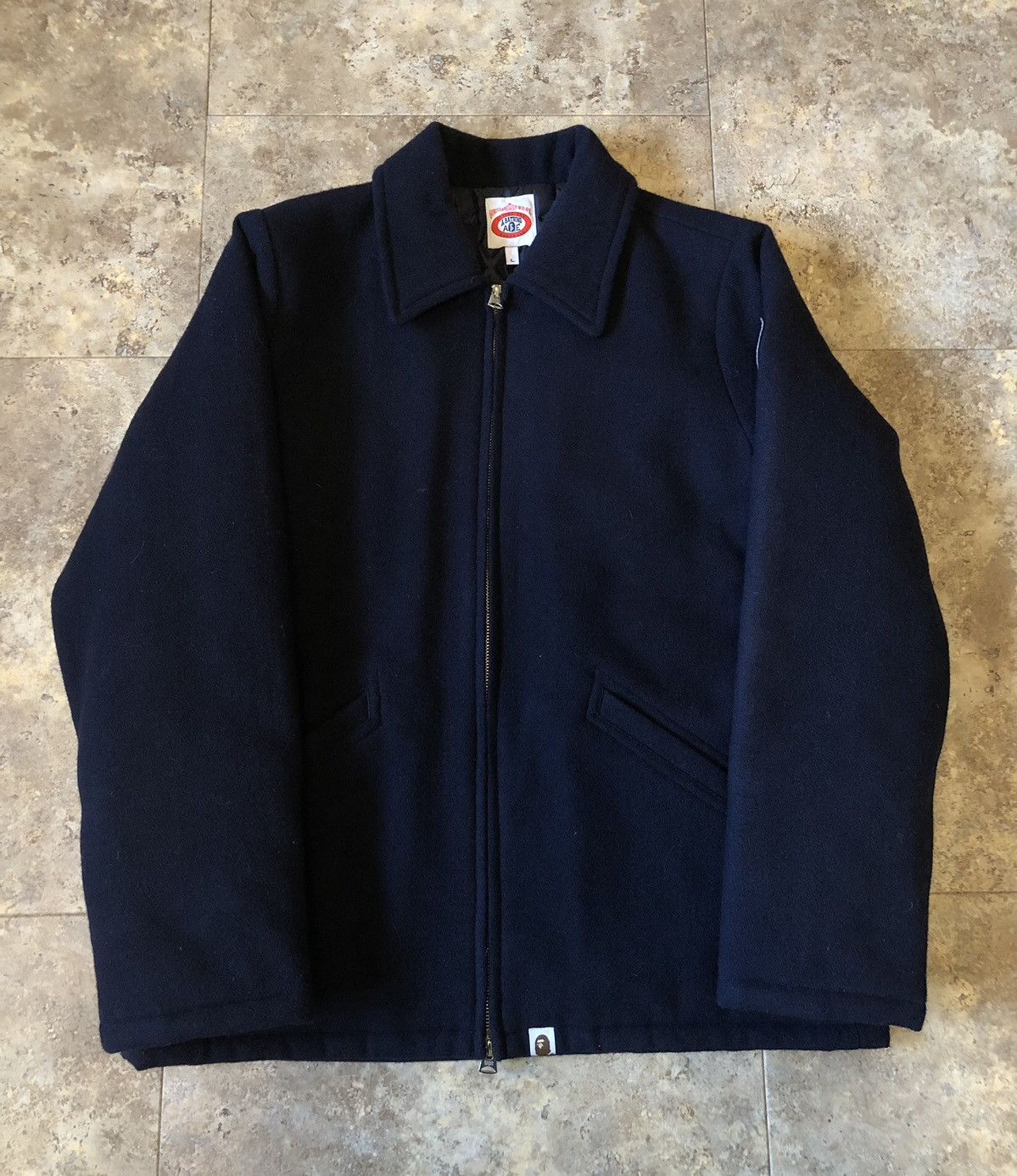 image of Bape Wool Jacket in Navy, Men's (Size Large)