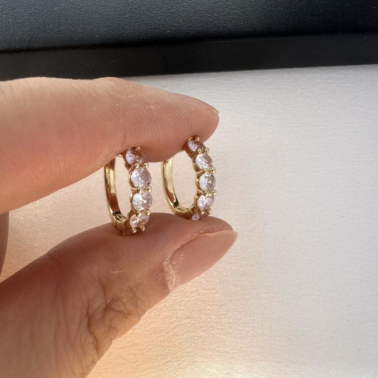 Designer CZ Cubic Zirconia Gold Hoop Earrings for Women Size ONE SIZE - 5 Thumbnail