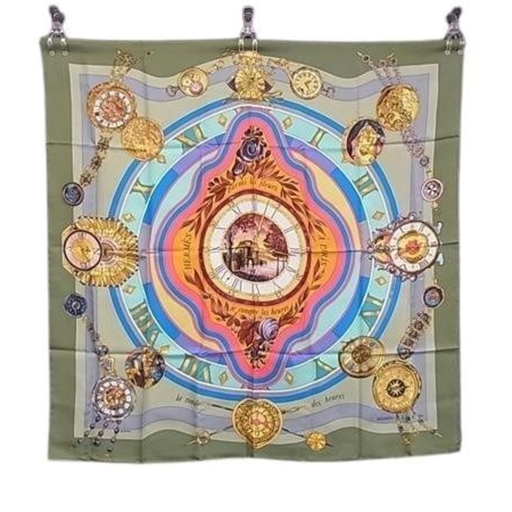 Hermes HERMES scarf/muffler, Carre 90, "Parmi les fleurs je compte heures" (Time spent among flowers), multicolor silk, women's. Size ONE SIZE - 1 Thumbnail