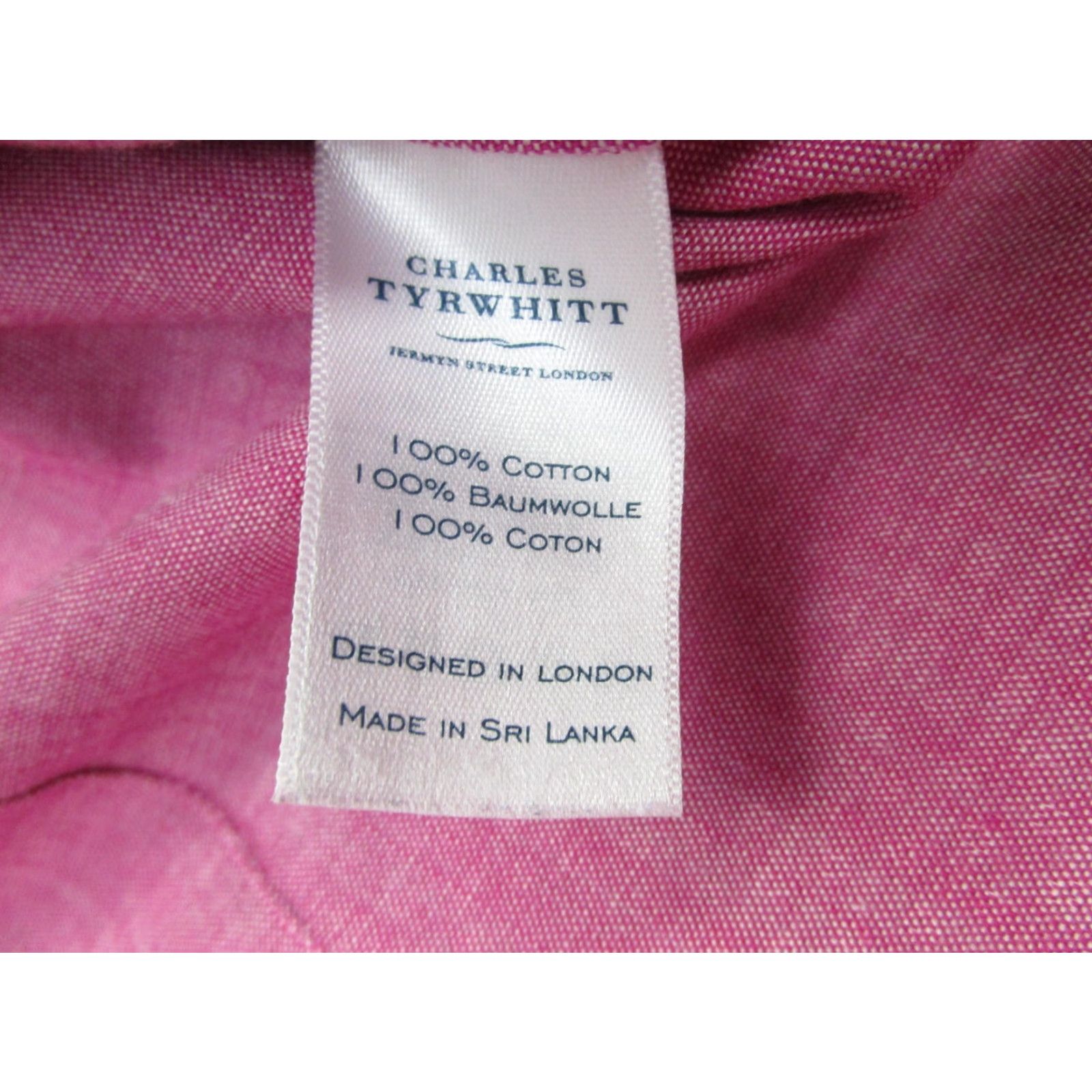 Charles Tyrwhitt VINTAGE Charles Tyrwhitt Shirt Mens Medium Pink Extra Slim Fit Microdot Long Sleeve Size US M / EU 48-50 / 2 - 6 Thumbnail