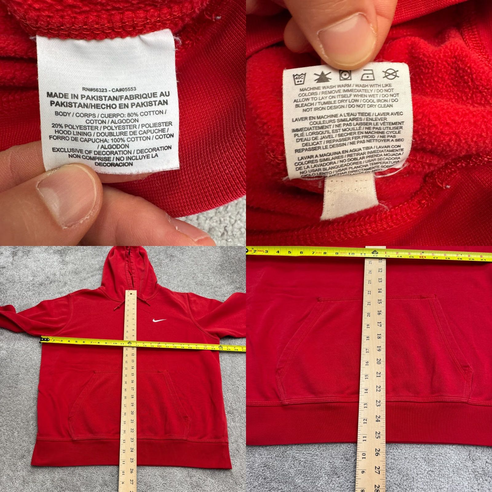 Nike Nike Hoodie Pullover Sweatshirt Mens Large Red Fleece Swoosh Activewear Athletic Size US L / EU 52-54 / 3 - 8 Thumbnail