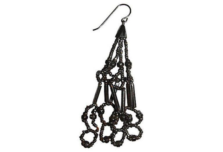 Designer Victorian Cut Steel Bead Drop Earrings Size ONE SIZE - 3 Thumbnail