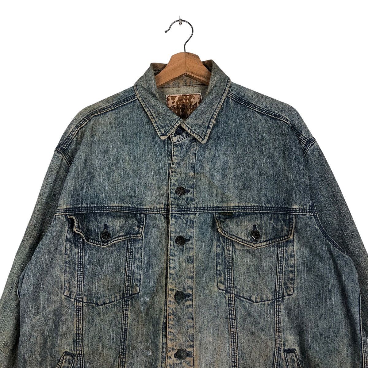 Japanese Brand 📌Vintage Trucker Denim Biker Jacket Polo Club Slant Pocket Size US L / EU 52-54 / 3 - 4 Thumbnail