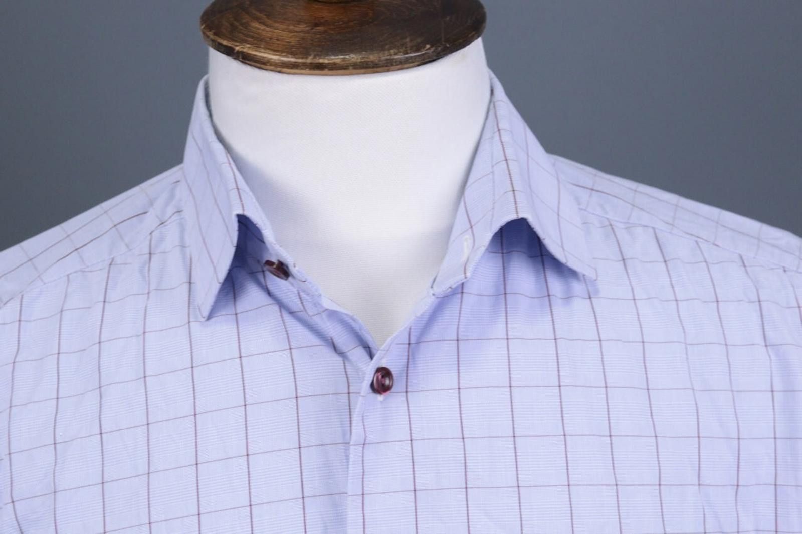 Eton Eton Contemporary Poplin Check Blue Shirt Size 42 / 16.5 Size US M / EU 48-50 / 2 - 3 Thumbnail