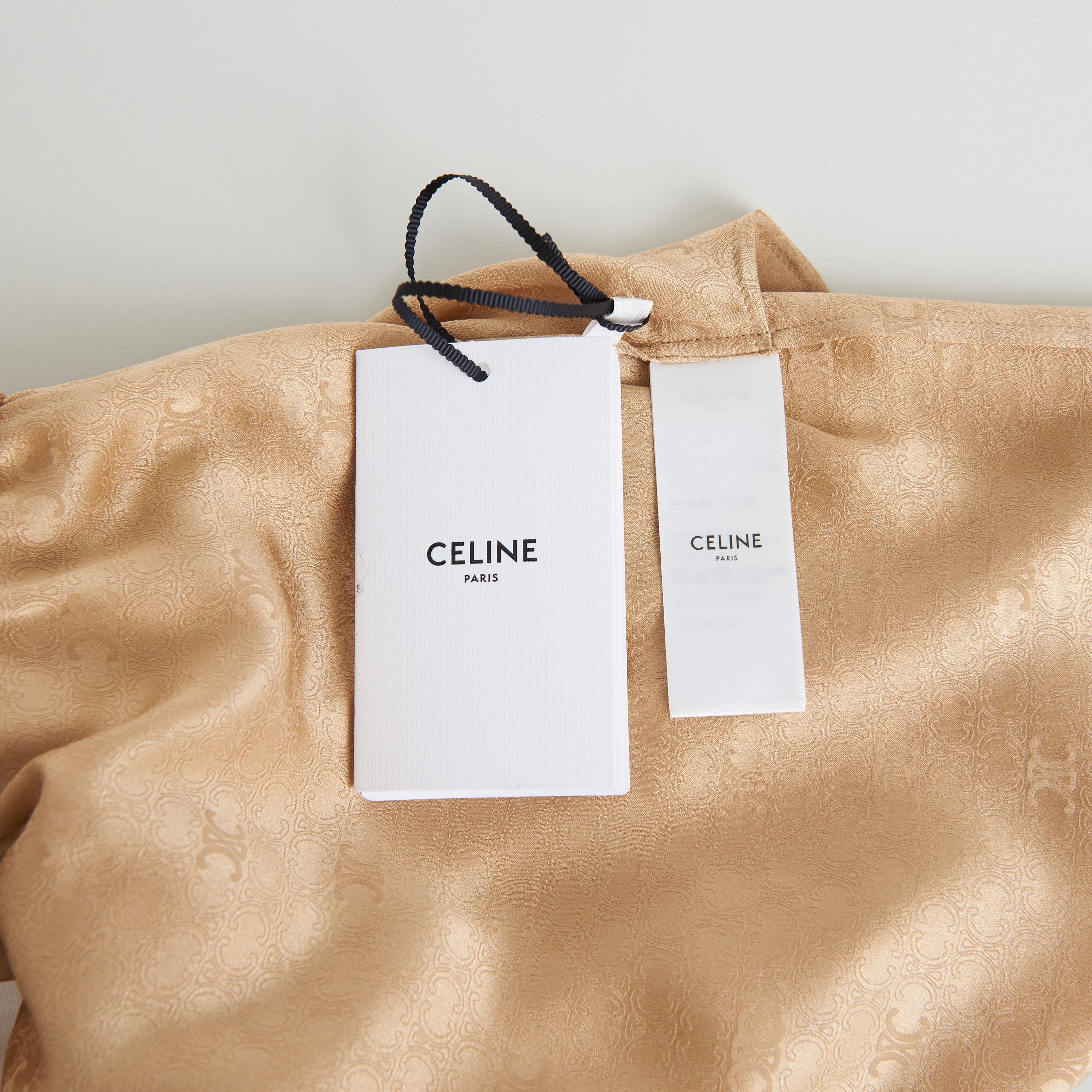 Celine Triomphe Shorts In Caramel Shiny Matte Silk Size 28" / US 6 / IT 42 - 7 Thumbnail