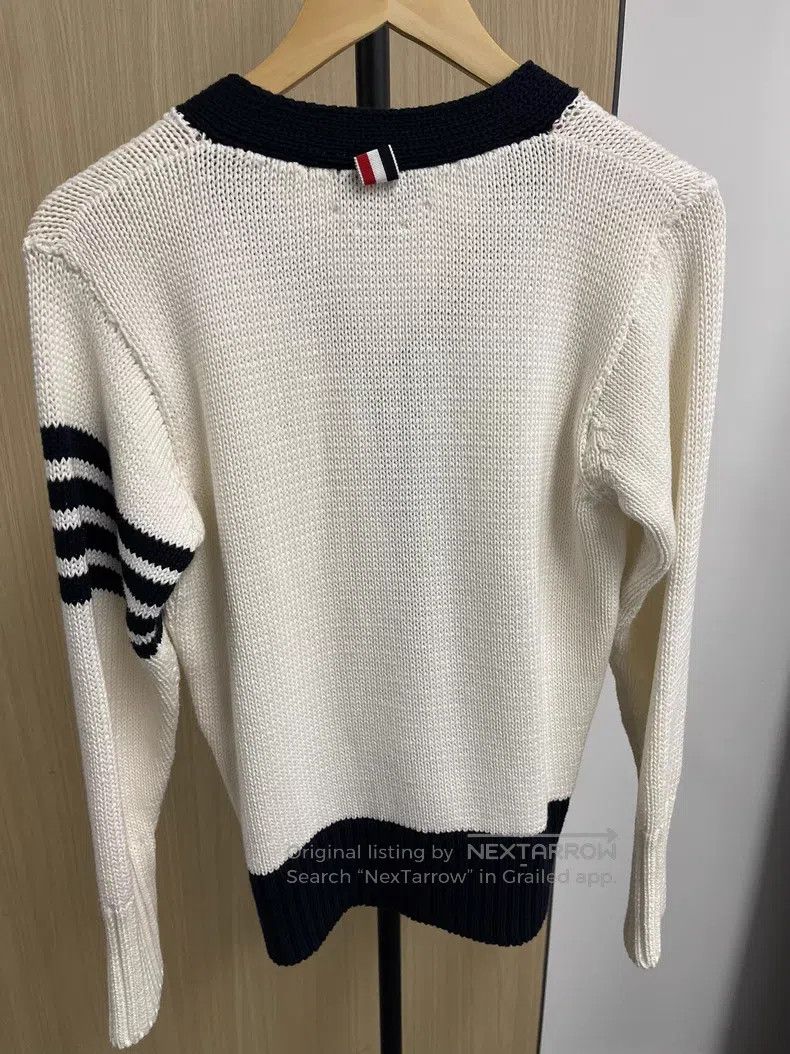 Thom Browne Thom Browne Knit Cardigan in Beige, Black, and White Size US XS / EU 42 / 0 - 2 Thumbnail