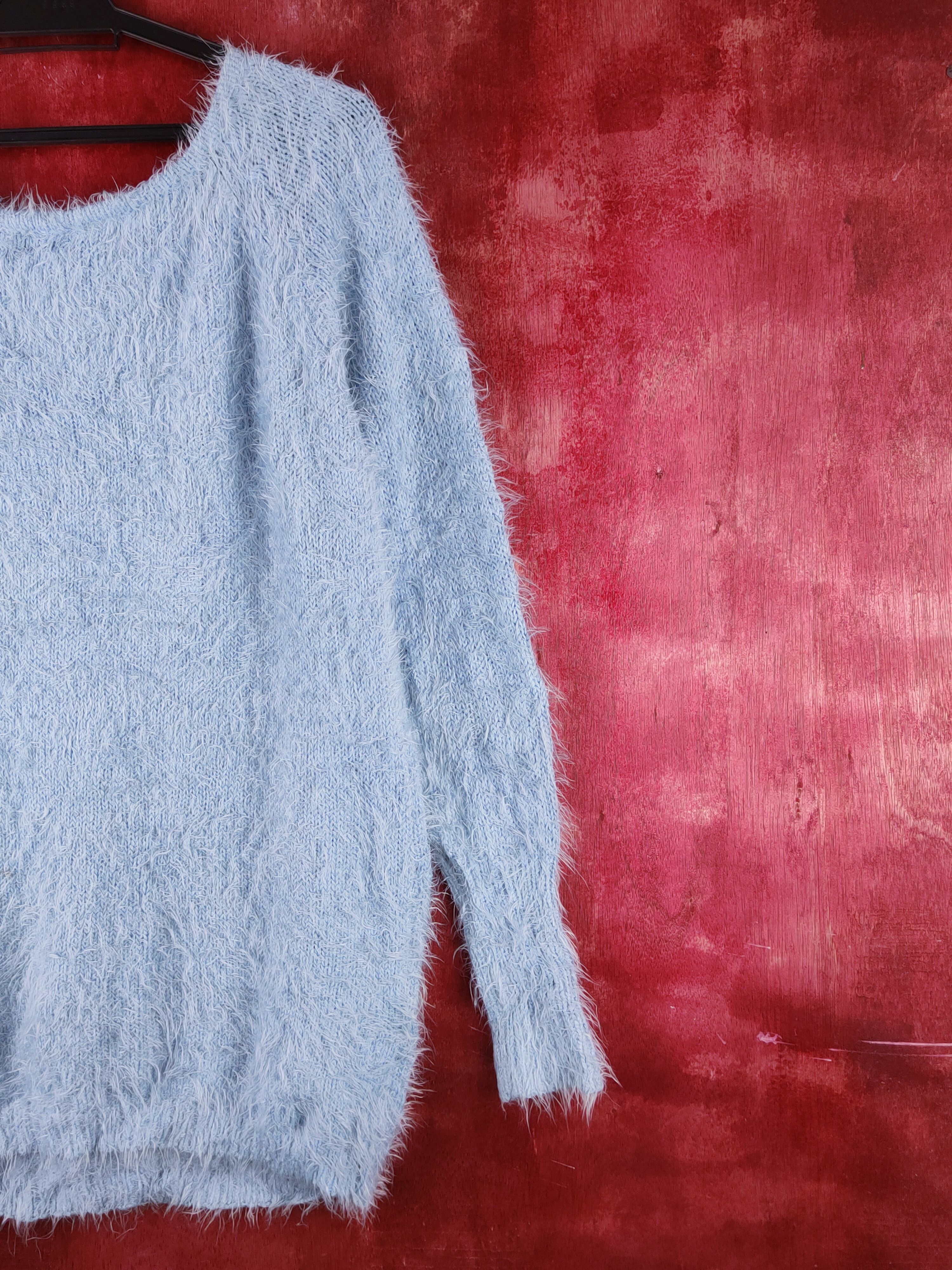 Japanese Brand Gorge Blue Shag Shaggy Fur Mohair Knitwear #S1928 Size M / US 6-8 / IT 42-44 - 9 Thumbnail
