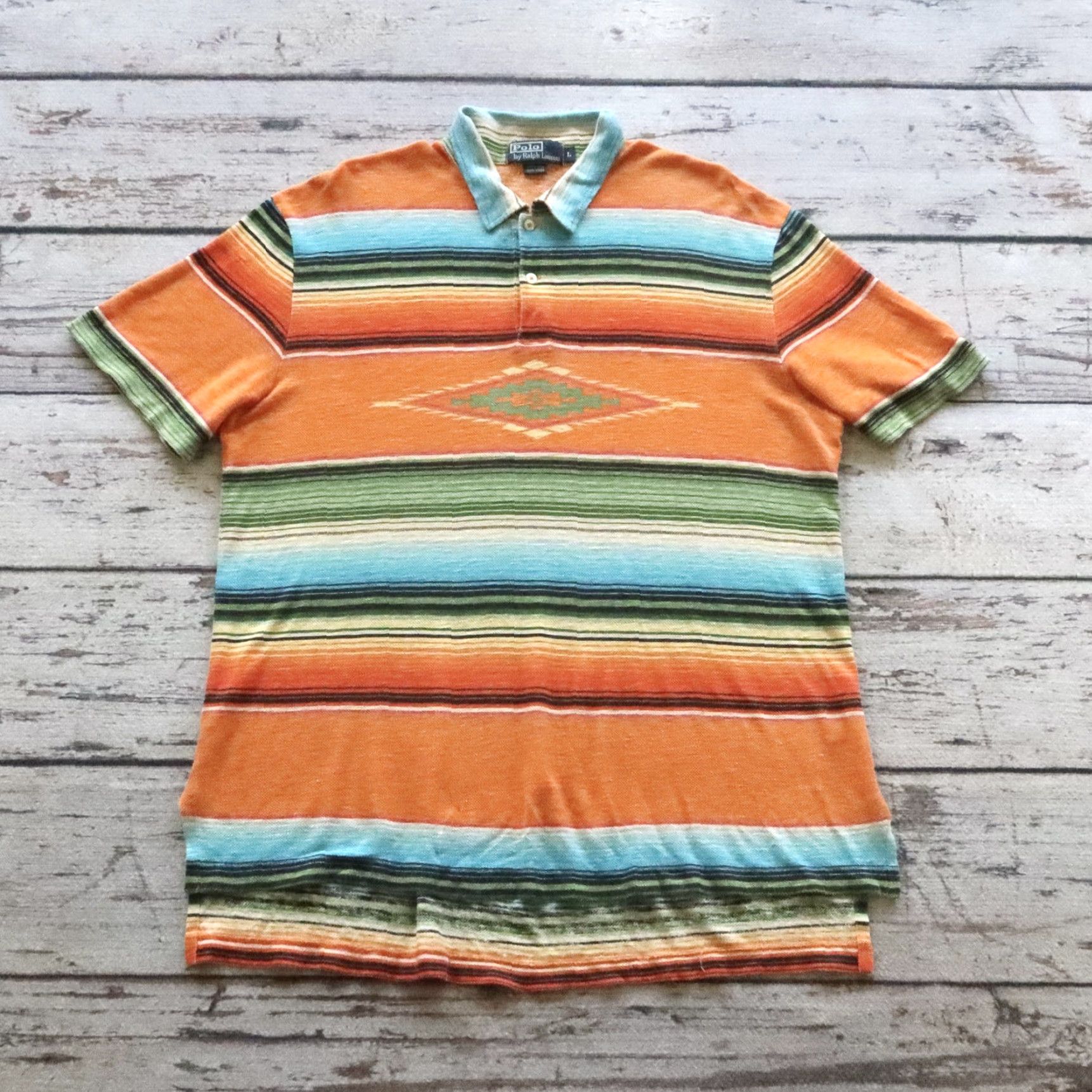 Polo Ralph Lauren VINTAGE Polo Ralph Lauren Polo Shirt Linen Orange Size L Mens Shirt Size US L / EU 52-54 / 3 - 2 Thumbnail