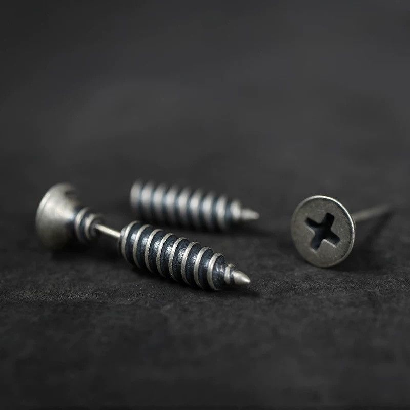 Jewelry Sterling silver Screw Earrings One Pairs Chrome Jewelry Size ONE SIZE - 1 Thumbnail