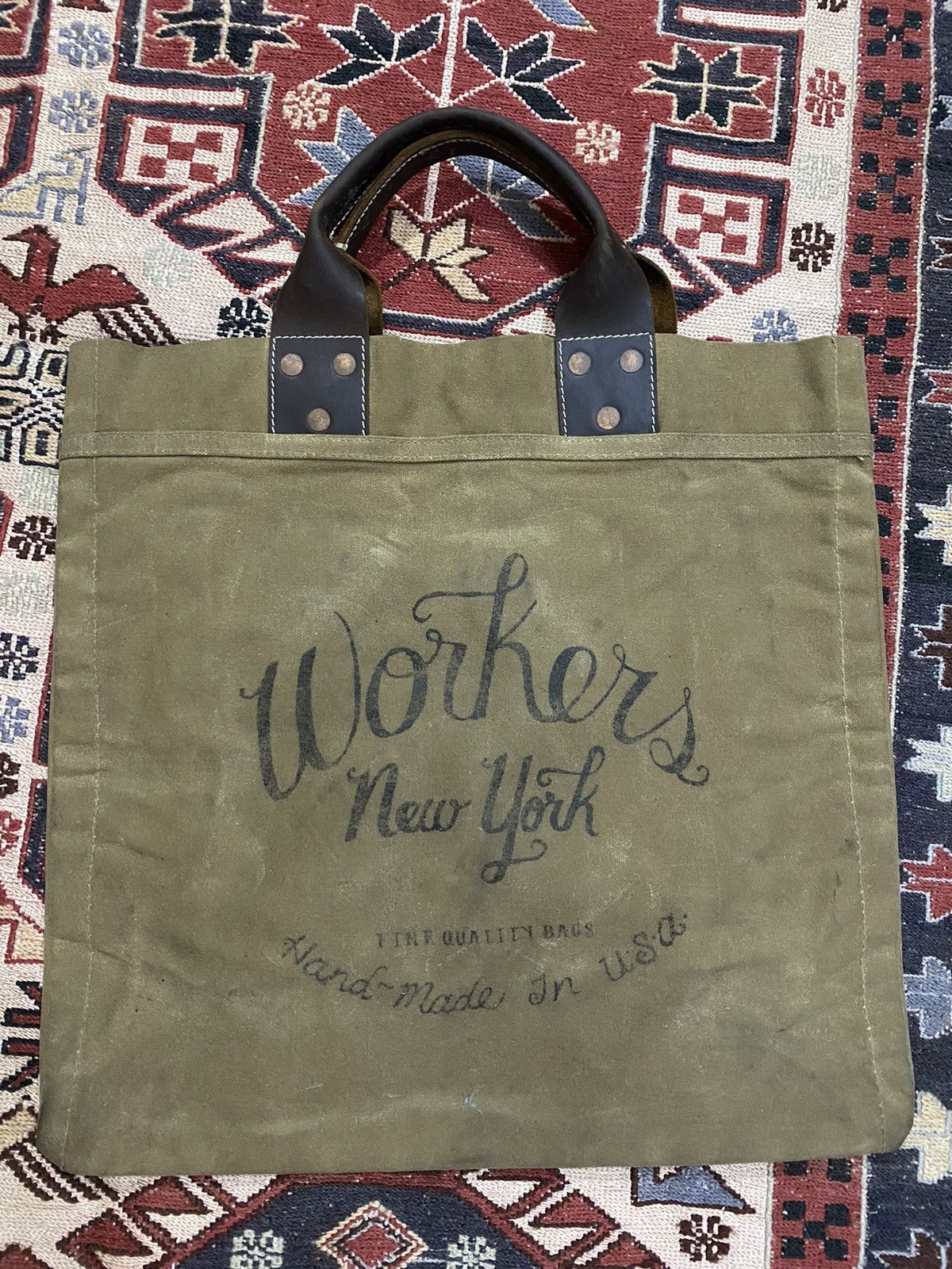Vintage Workers new York waxed canvas tote bag