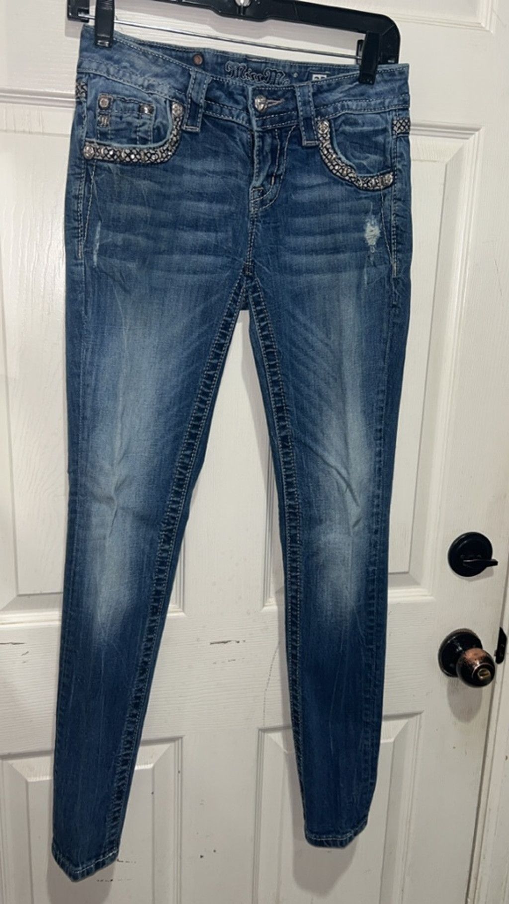 Miss Me Women's Miss Me Blue Skinny Jeans w Embellishments Size 25 Size 25" / US 0 / IT 36 - 1 Thumbnail