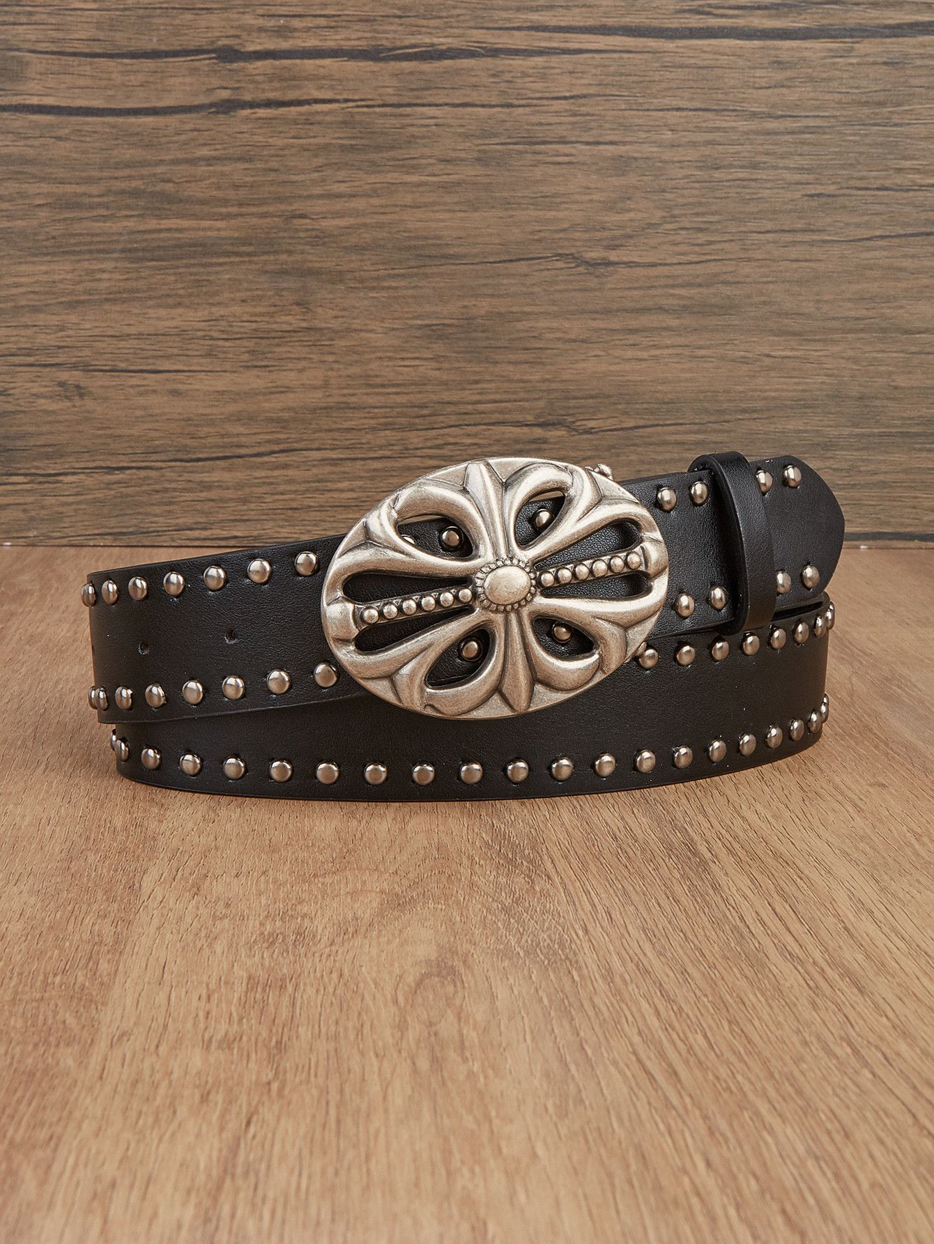 Japanese Brand × Vintage Y2K Punk Floral Cross Buckle Belt Size 32 - 4 Thumbnail