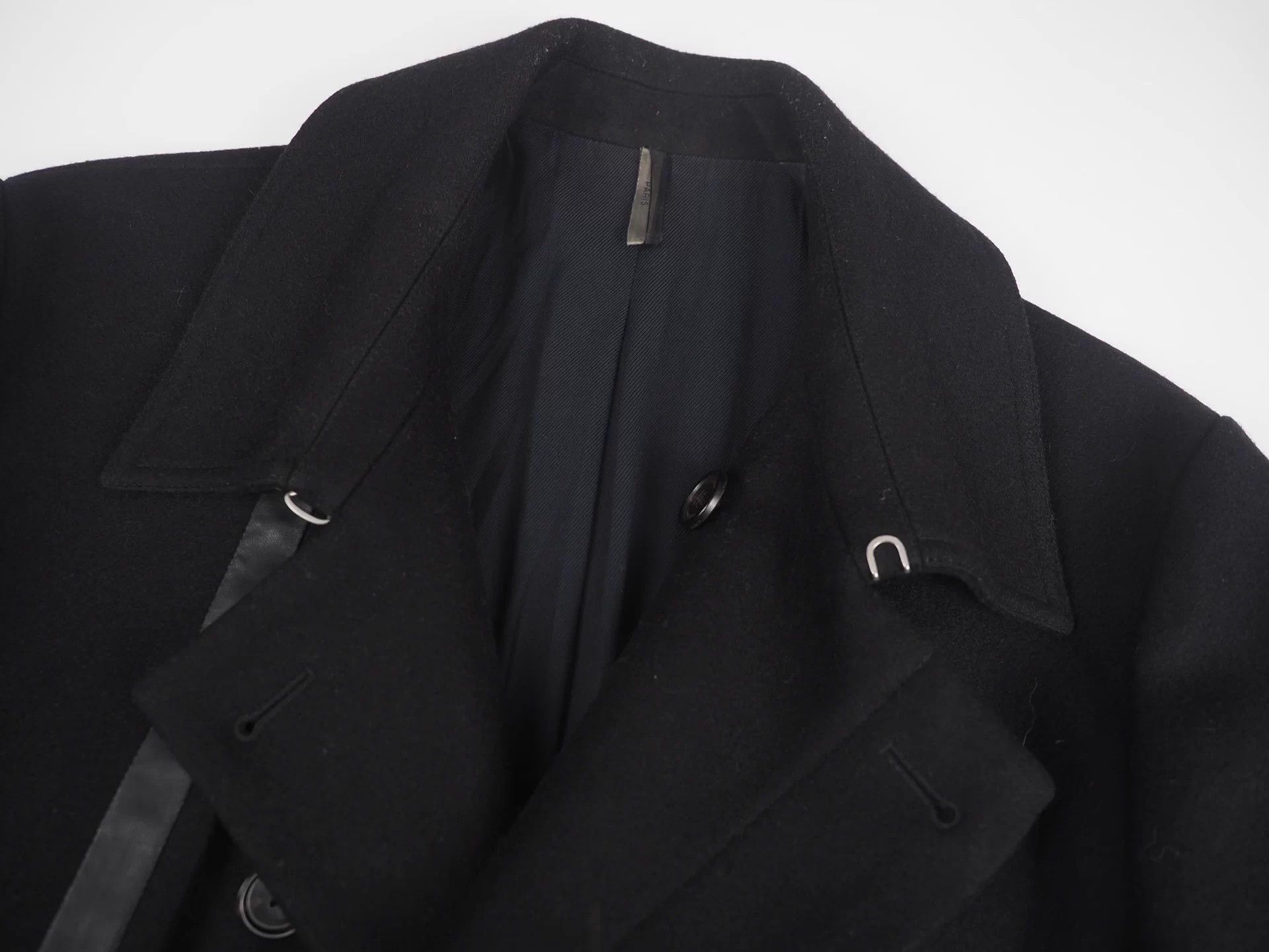 Dior DIOR Black Wool Blend Leather Trimmed Coat IT46 Size US S / EU 44-46 / 1 - 6 Thumbnail
