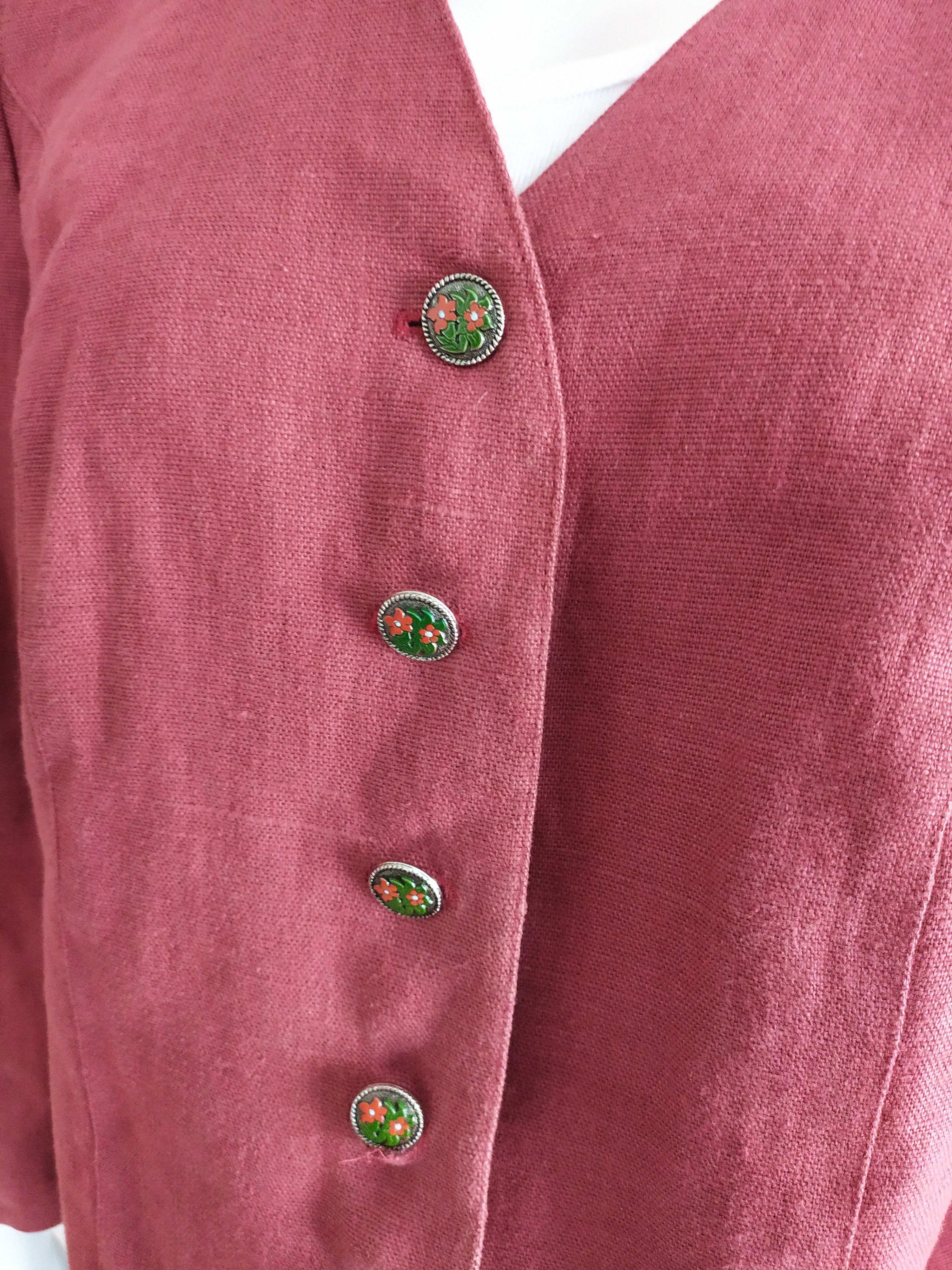 The Difference Raspberry Linen women jacket blazer Bavarian Vintage XL Size XXL / US 16-18 / IT 52-54 - 9 Thumbnail