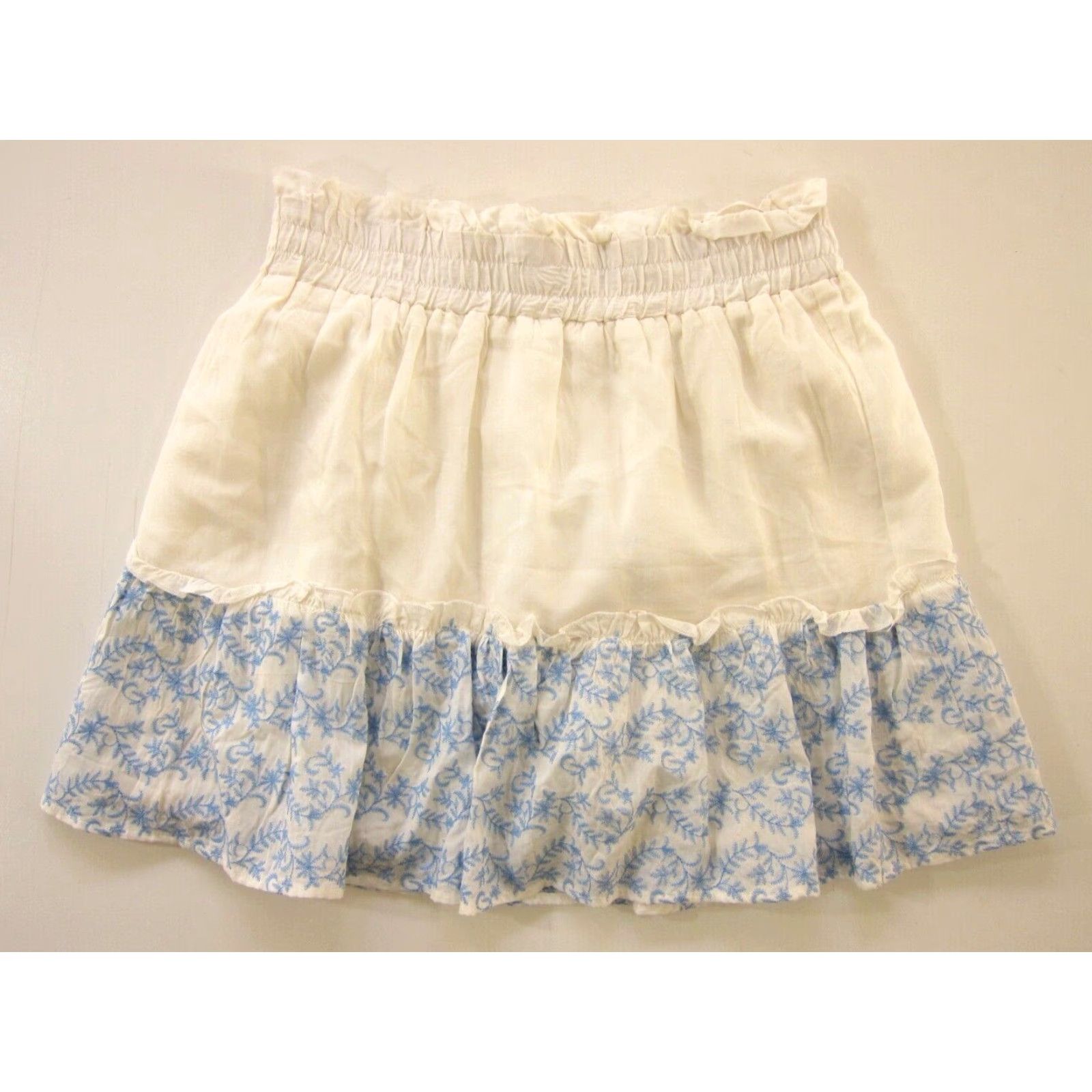Vintage Miami Skirt Women M White 100% Rayon Floral Embroidered Boho Peasant Short Size 32" / US 10 / IT 46 - 2 Thumbnail