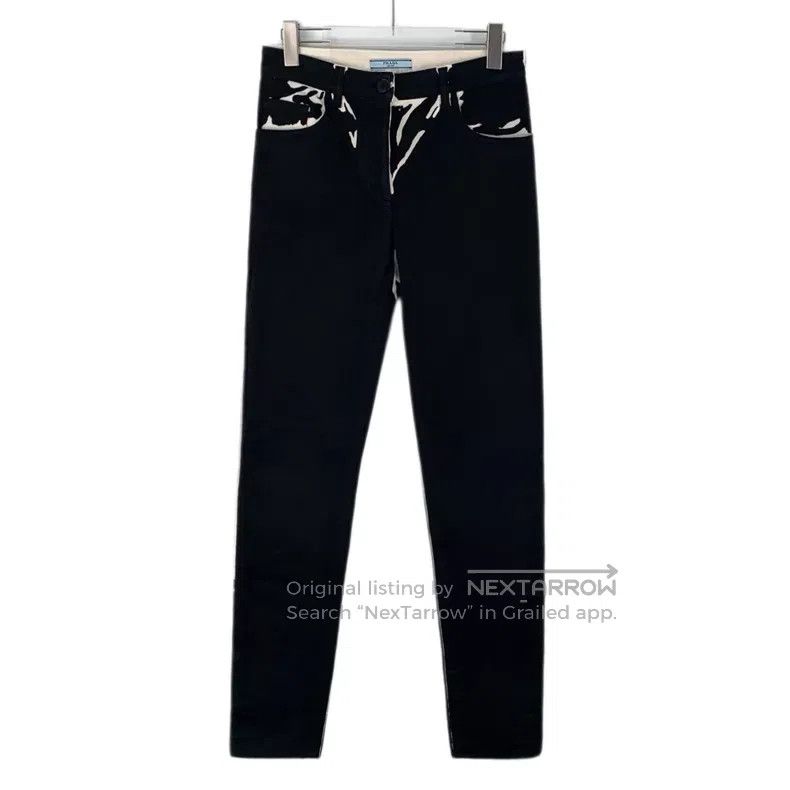 Prada Prada Black graffiti printed cotton casual denim trousers Size 24" / US 00 / IT 34 - 1 Thumbnail