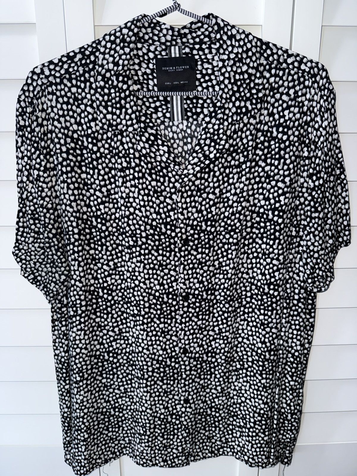 Denim & Flower Vintage Black & White Abstract Print Button-Up Shirt Size US L / EU 52-54 / 3 - 1 Thumbnail