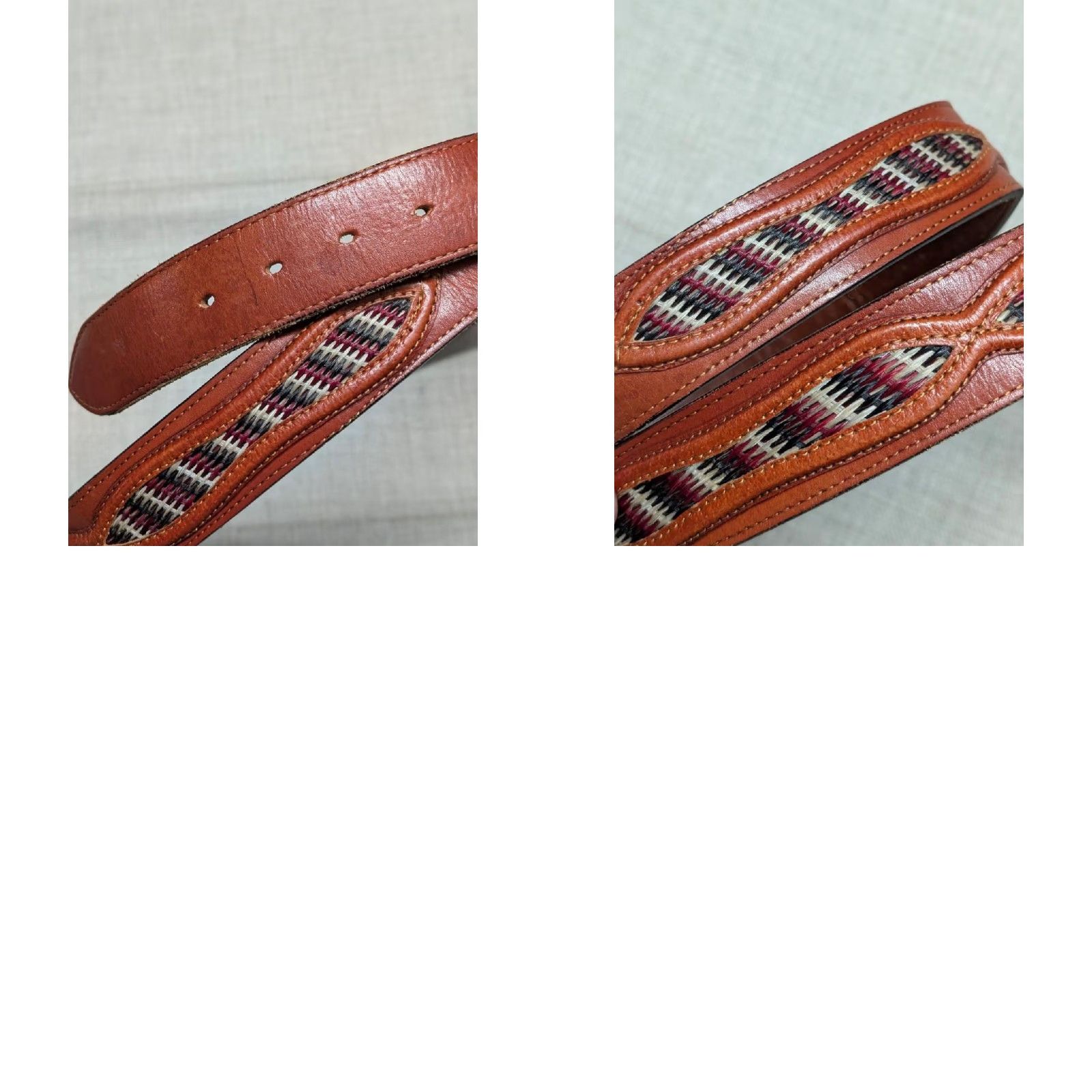 Vintage VINTAGE Nocona belt HORSE HAIR braided inset Western belt 1-1/2" 44 brown Mens Size 44 - 10 Thumbnail